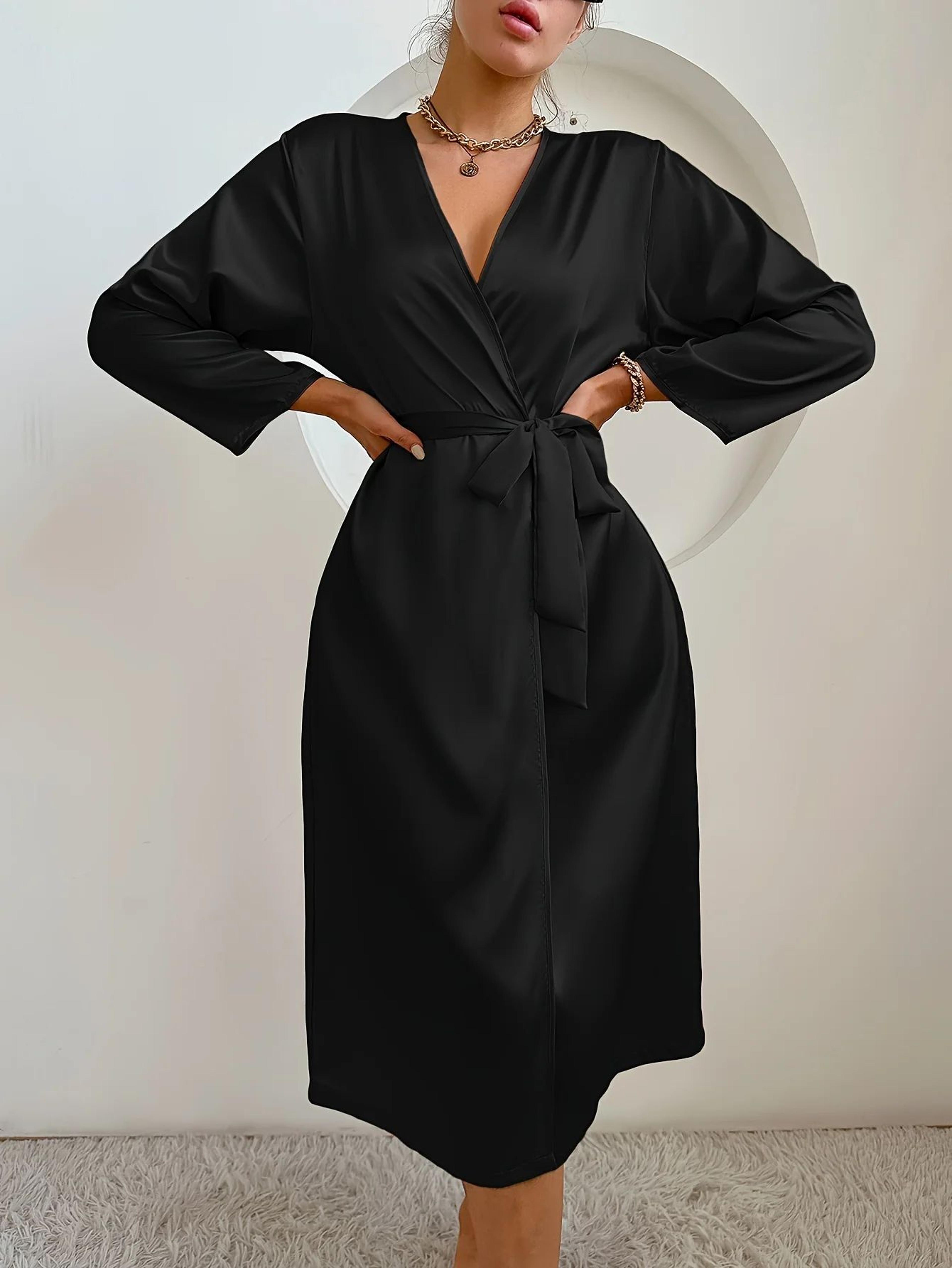 elegant silky satin robe for women – lightweight satin robe for women with adjustable belt