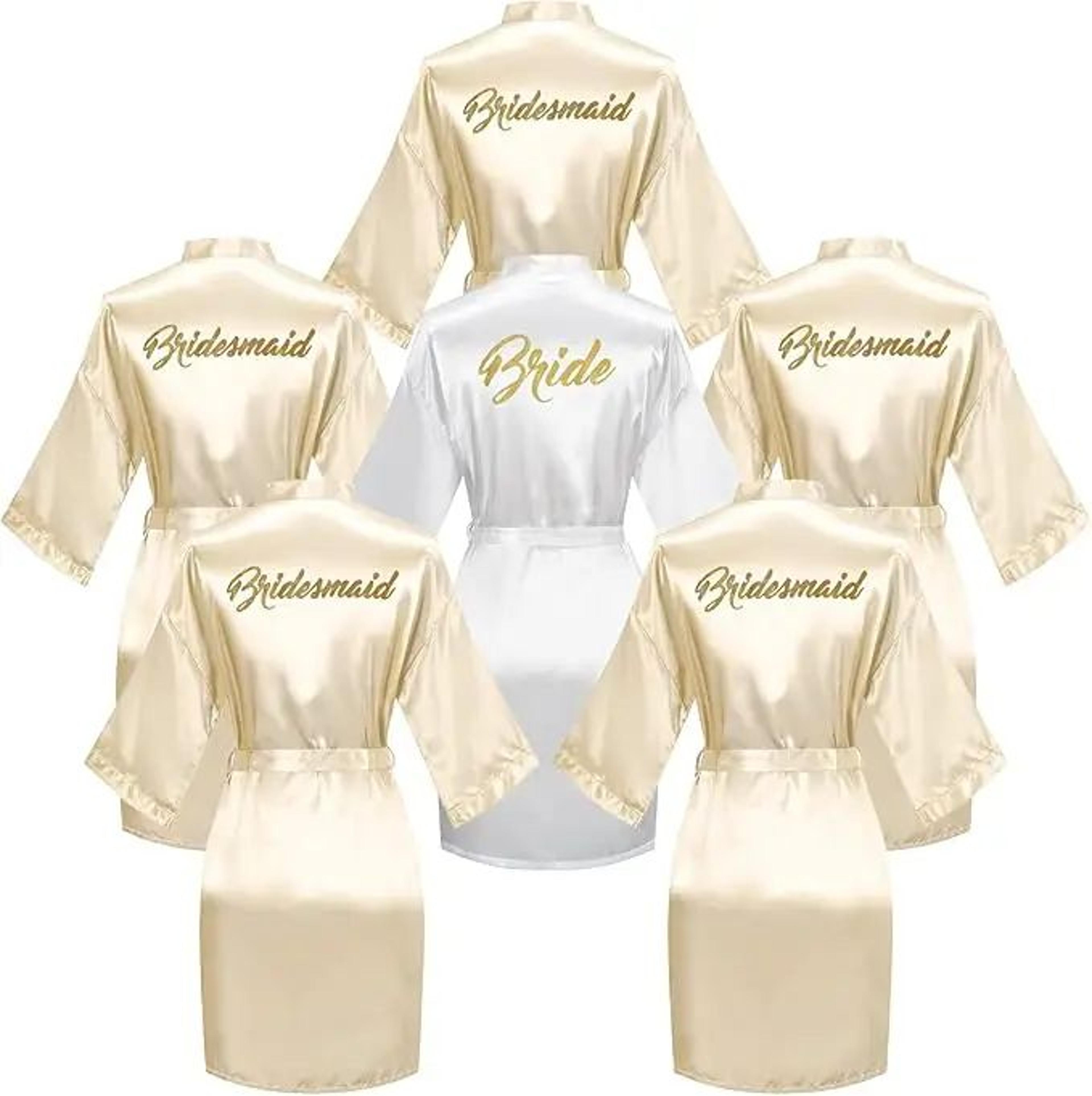 bridal party silky robe set – 6-piece bride & bridesmaid getting ready robes
