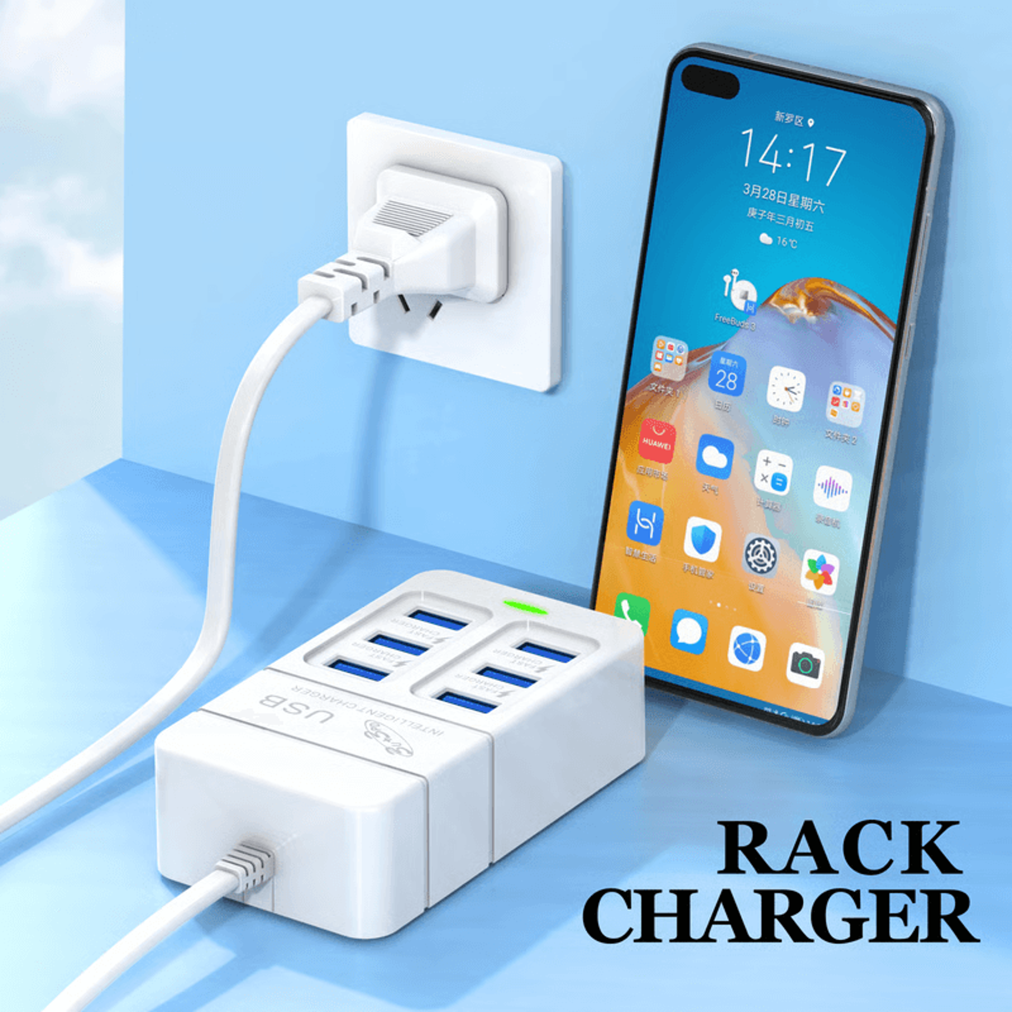 multi-port usb wall charger, fast charging for iphone, samsung, tablets & more
