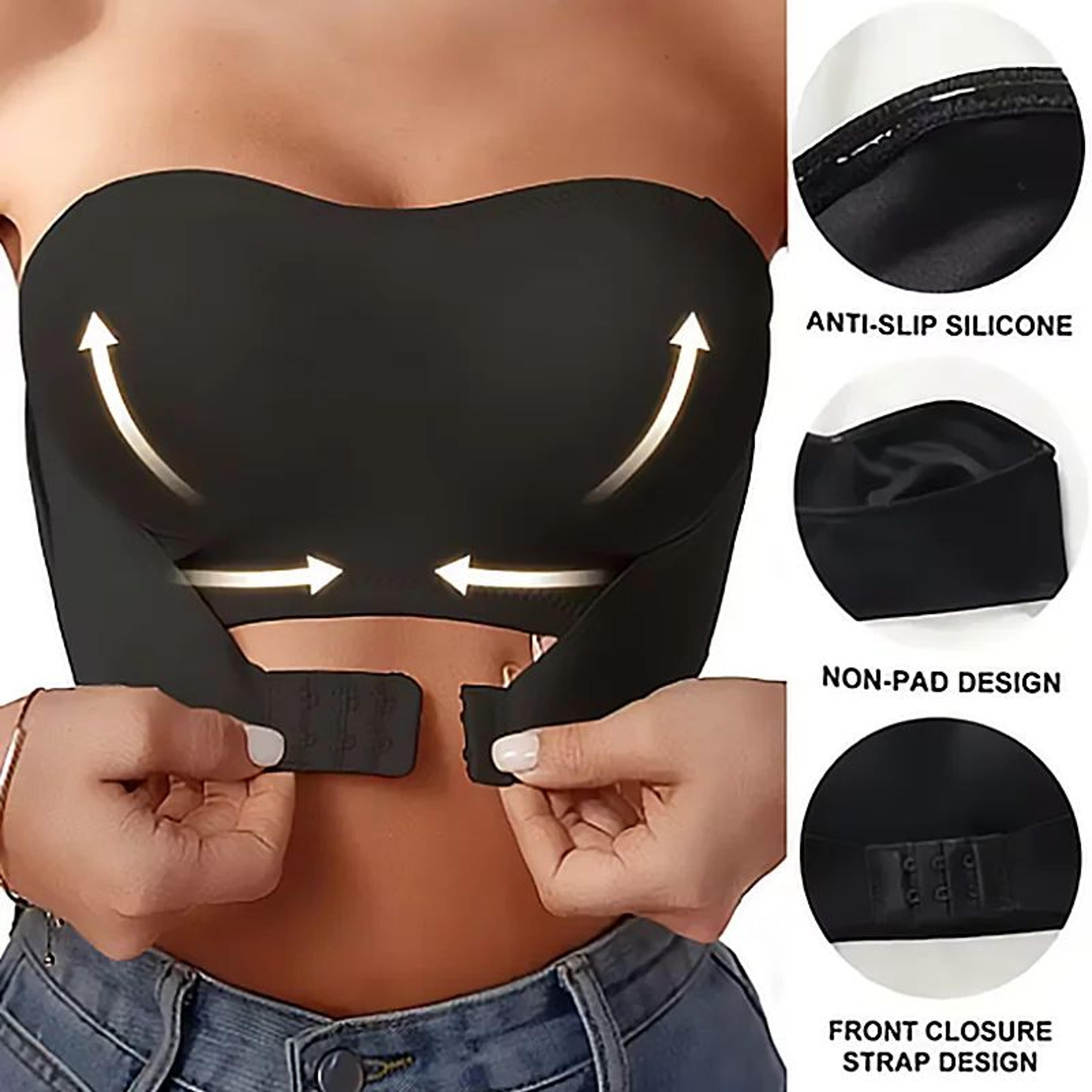 smoothlift strapless push up bra – seamless front button bandeau top for women