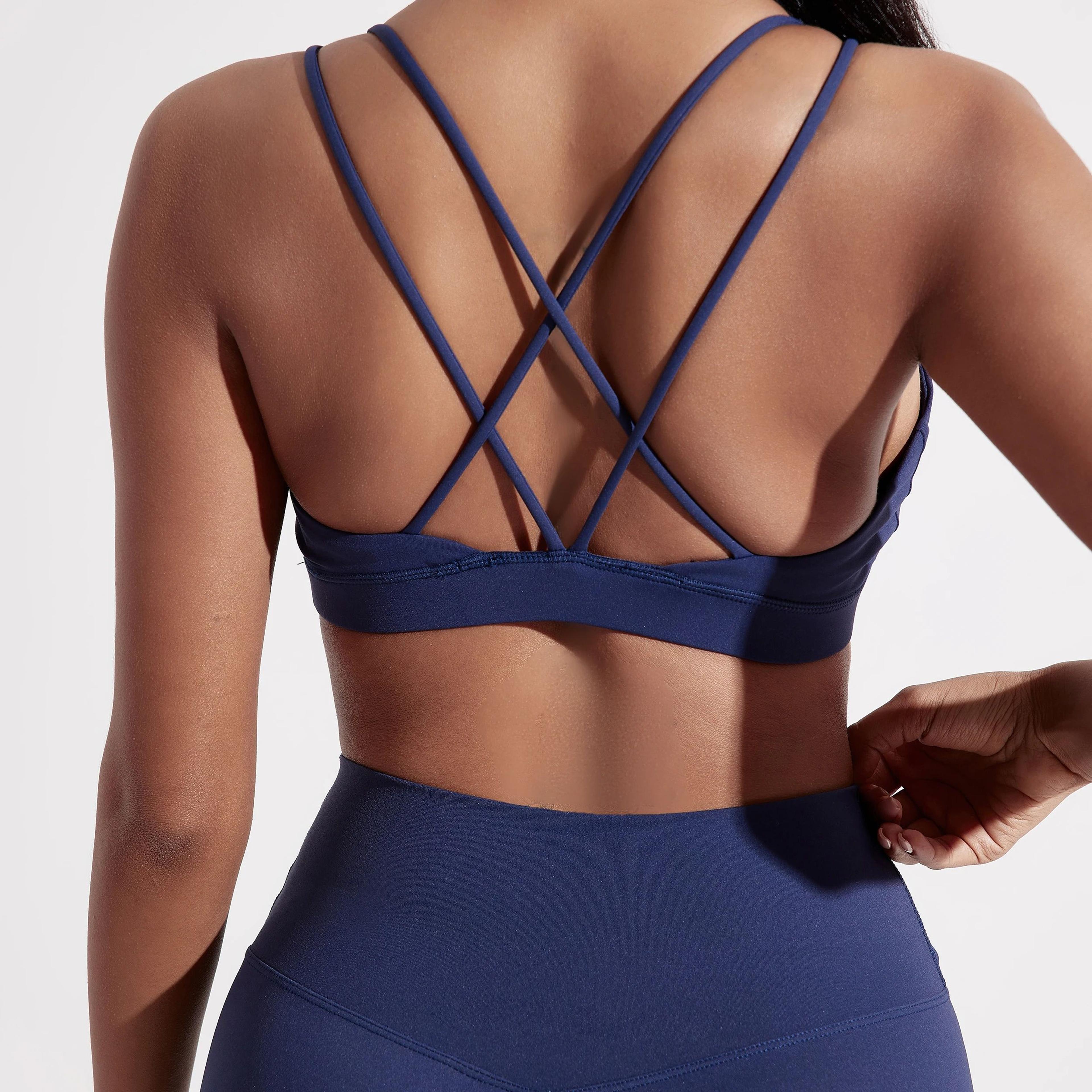 powerflex high impact sports bra for women – seamless cross back yoga & gym top