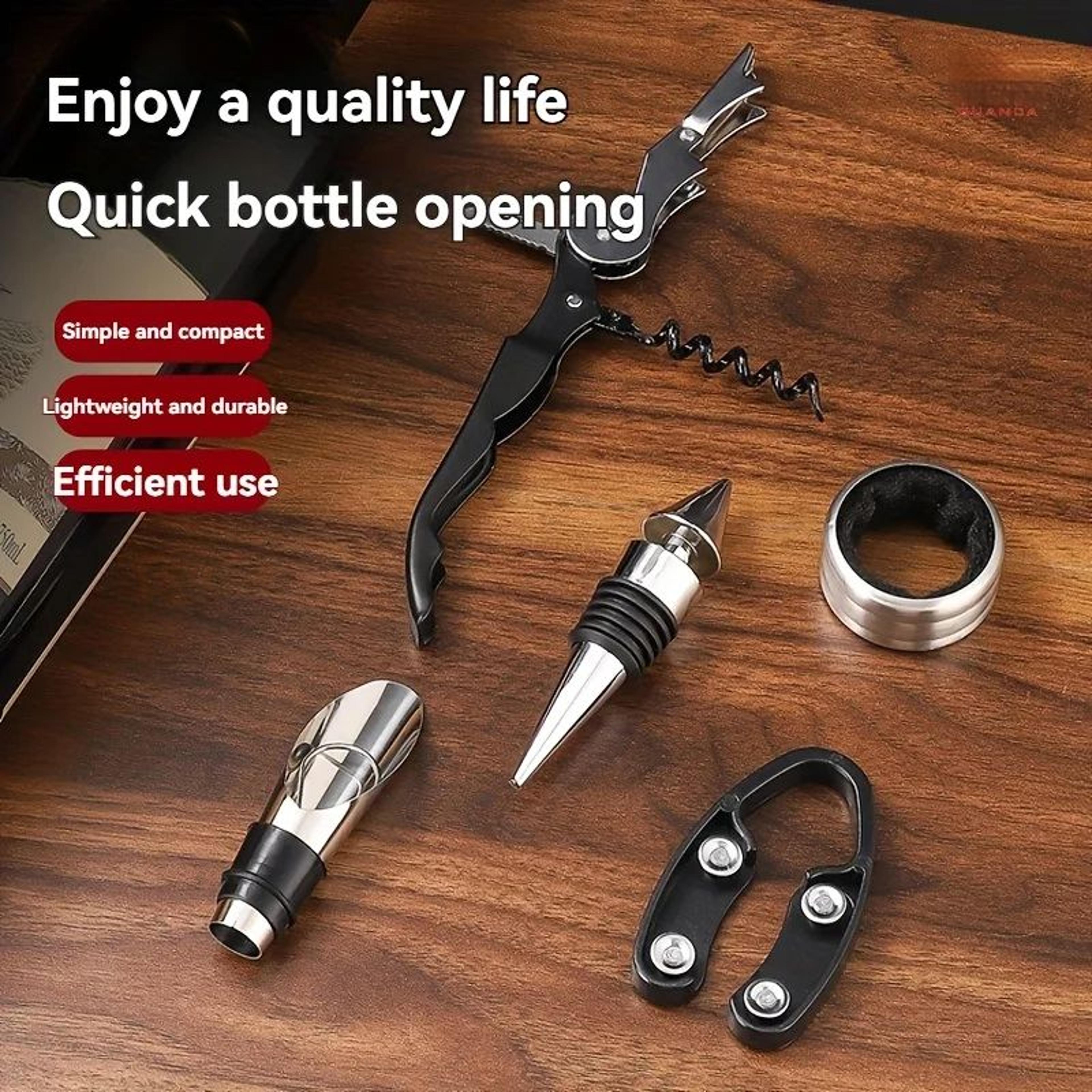 premium wine opener set – 5-piece wine accessory kit with corkscrew & foil cutter
