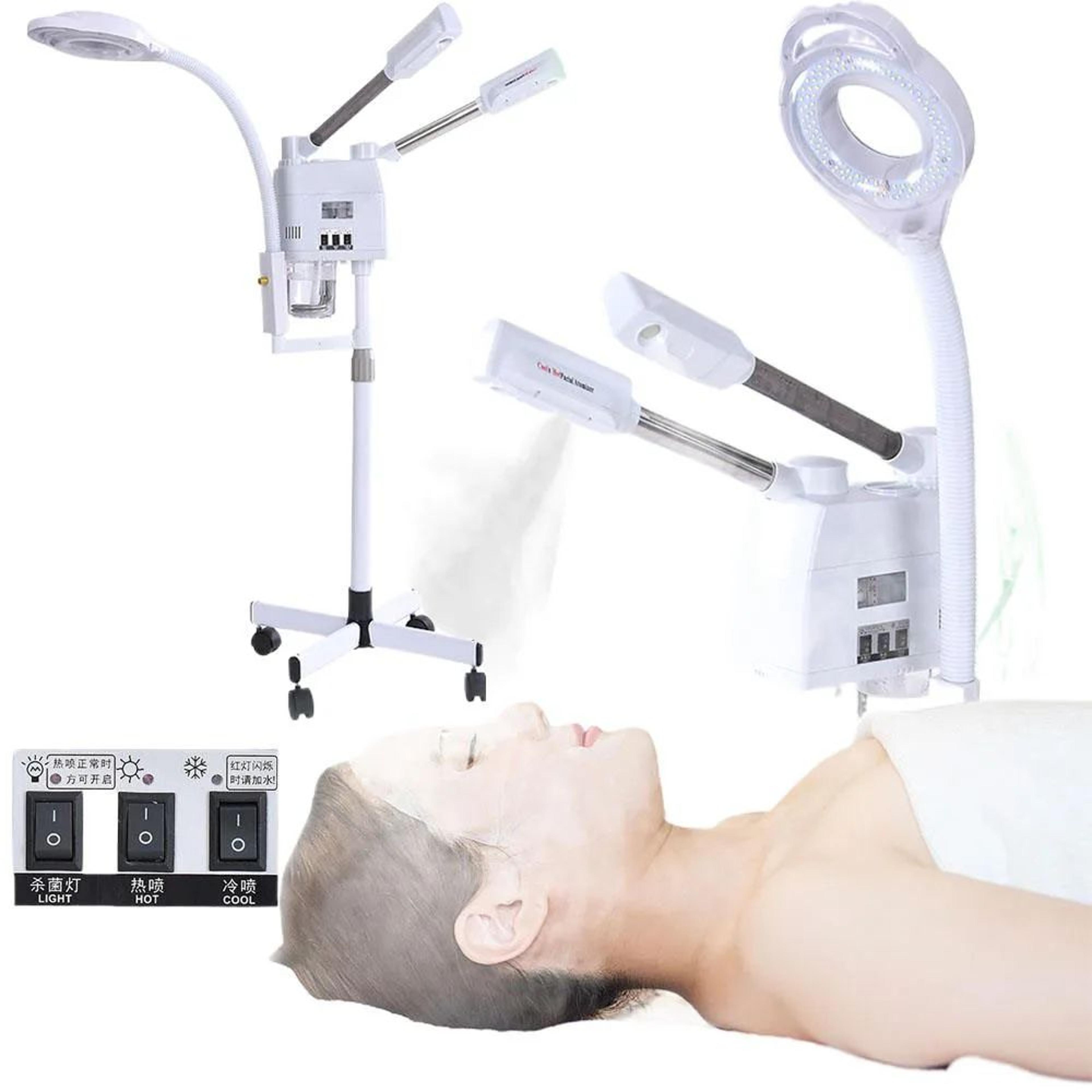 3-in-1 facial steamer with ozone & led lamp – professional hot & cold face steamer for deep pore cleansing