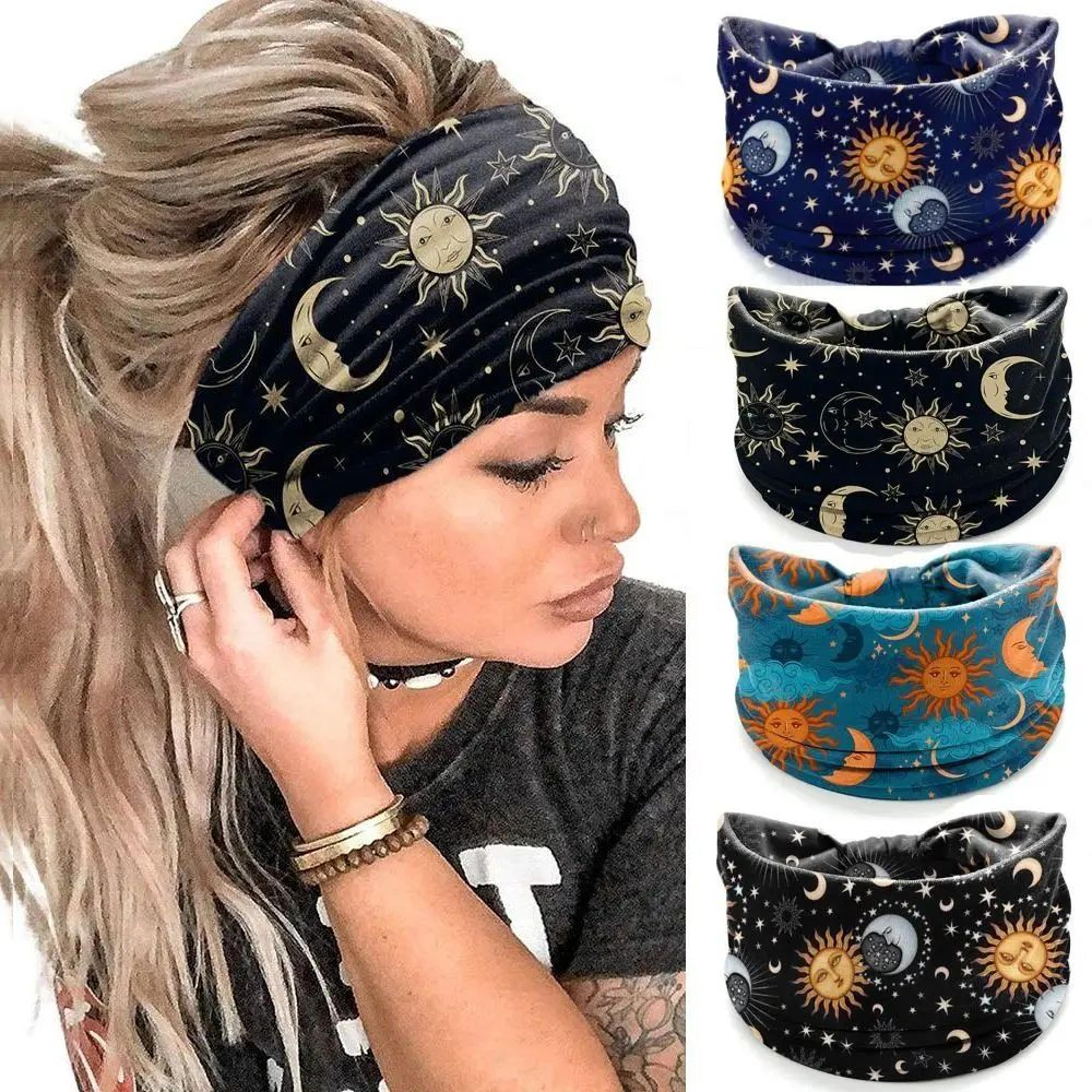 bohemian wide boho headband – elastic knot turban headwrap for women