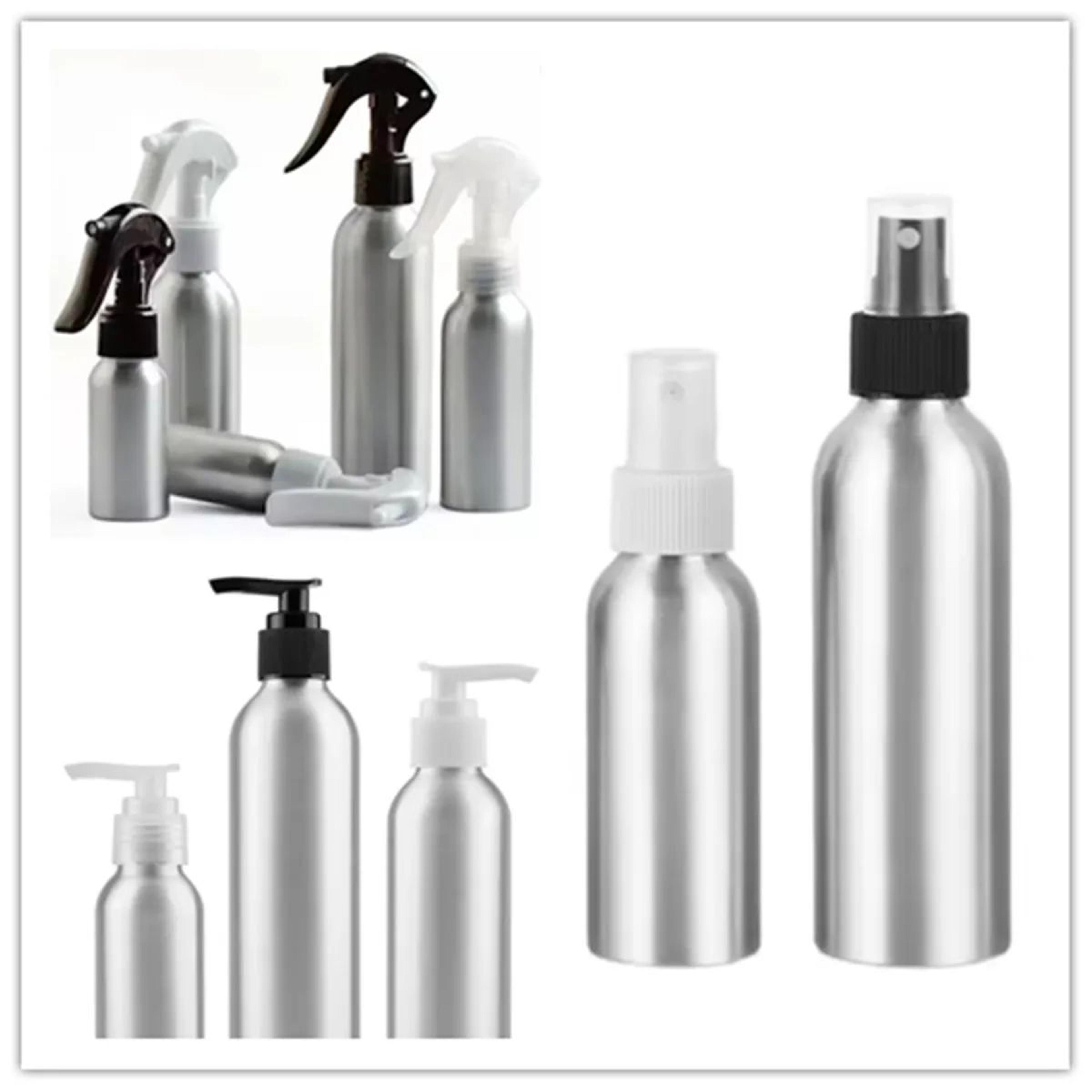 refillable aluminum spray bottle with fine mist sprayer & lotion pump – travel size 1oz–8oz