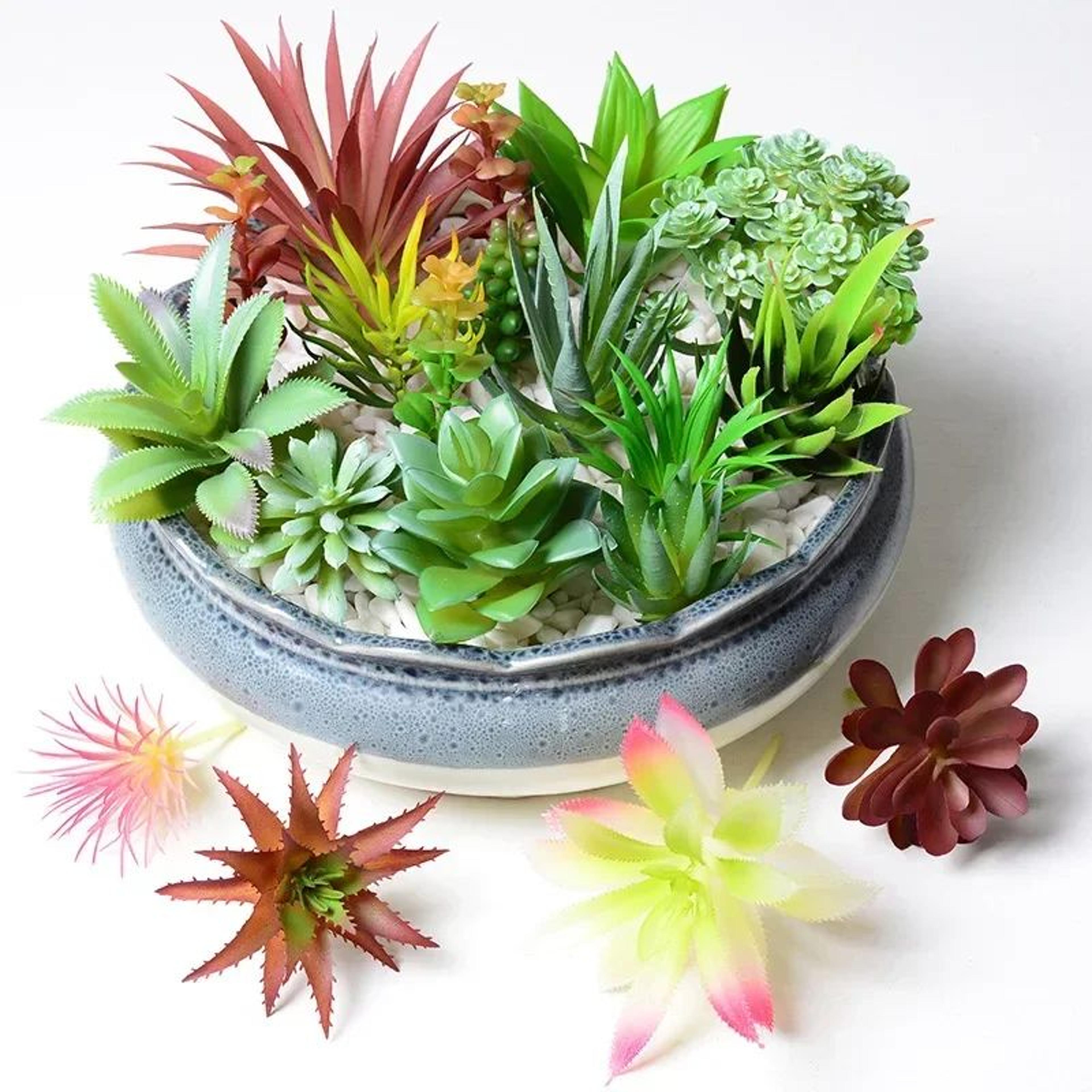 minilush 12-piece artificial succulents set – realistic faux plants for home & office decor