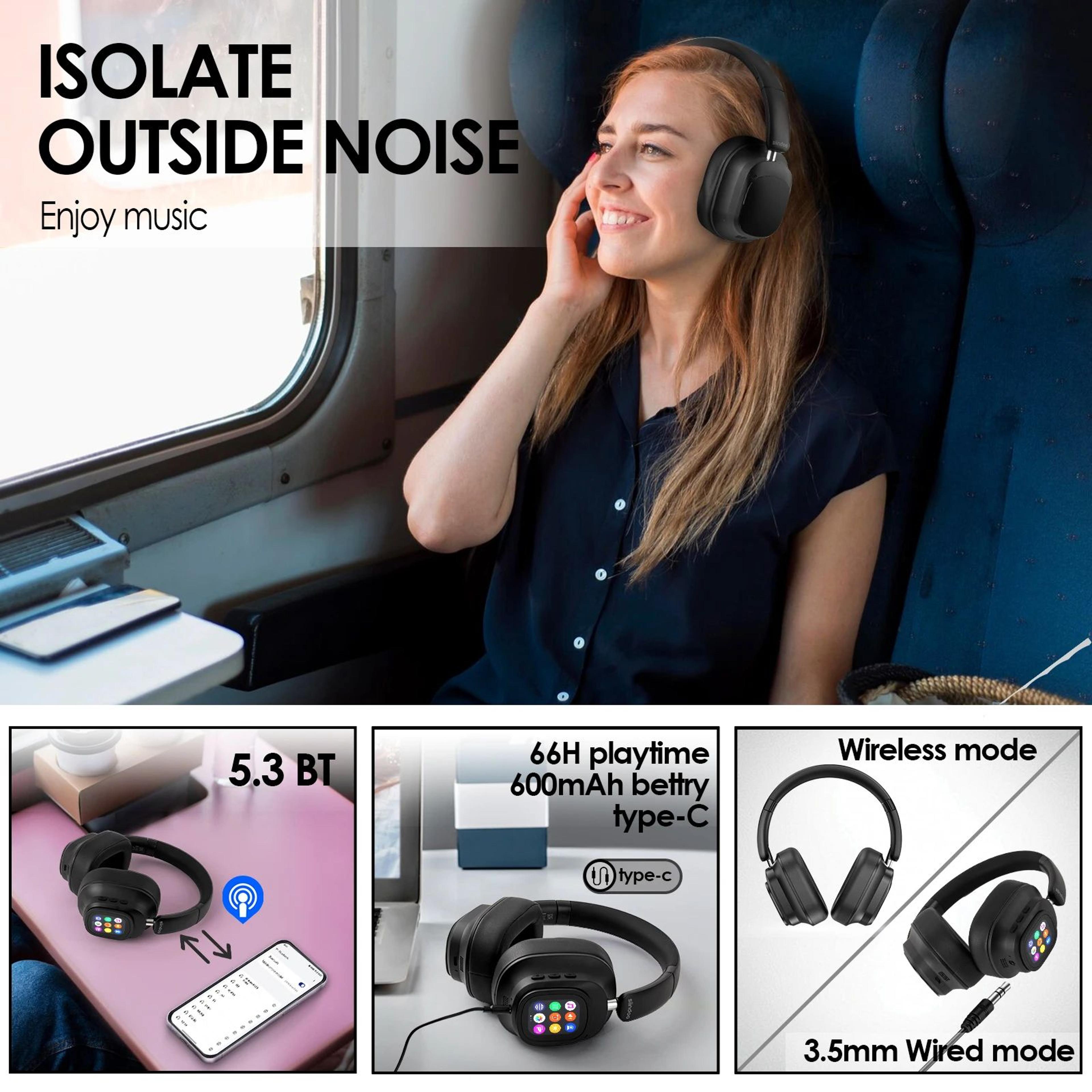 siindoo anc930plus active noise cancelling headphones with touchscreen control & hybrid wireless audio