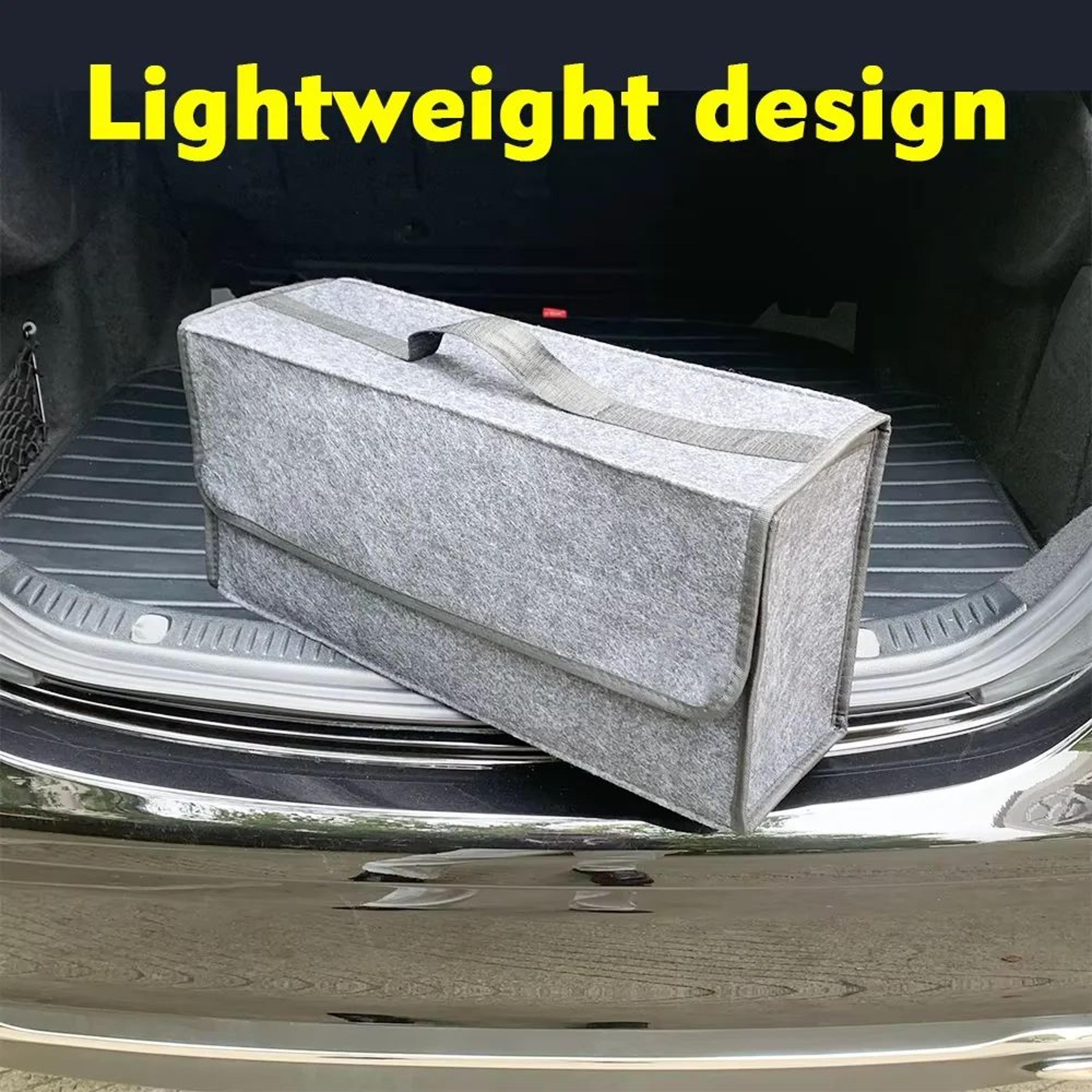all-in-one felt car trunk organizer with anti-slip compartments for tools, groceries & gear