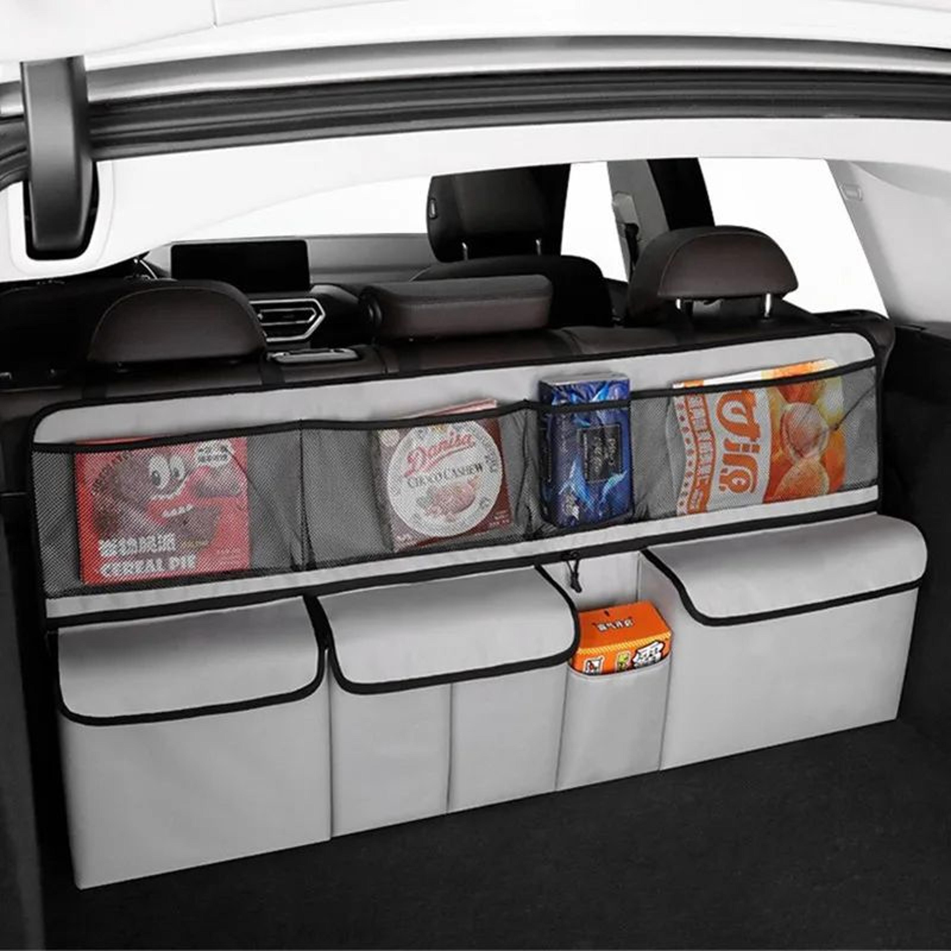 universal elastic mesh car trunk organizer & seat-back storage net pocket