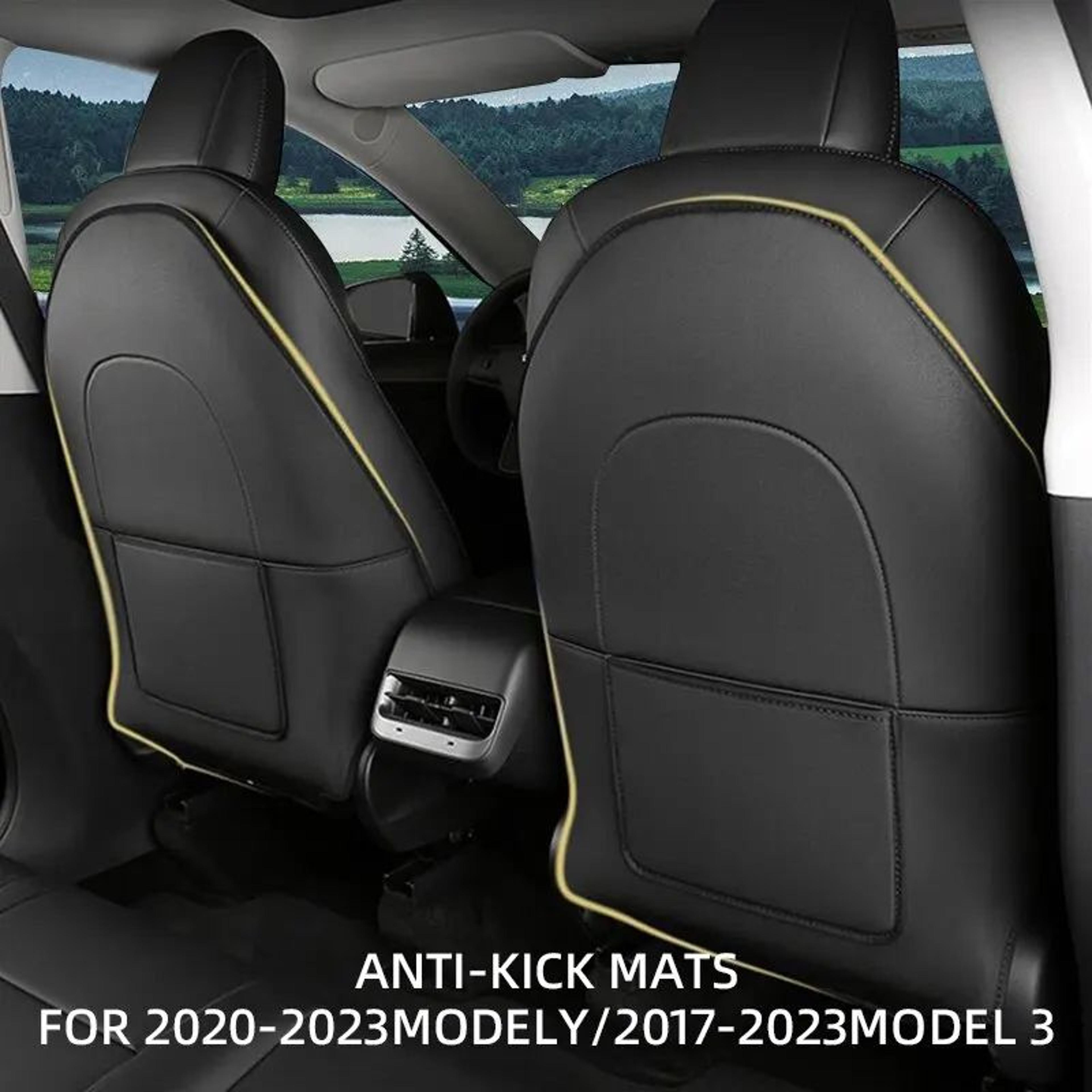 premium leather tesla seat back protector for model y & model 3