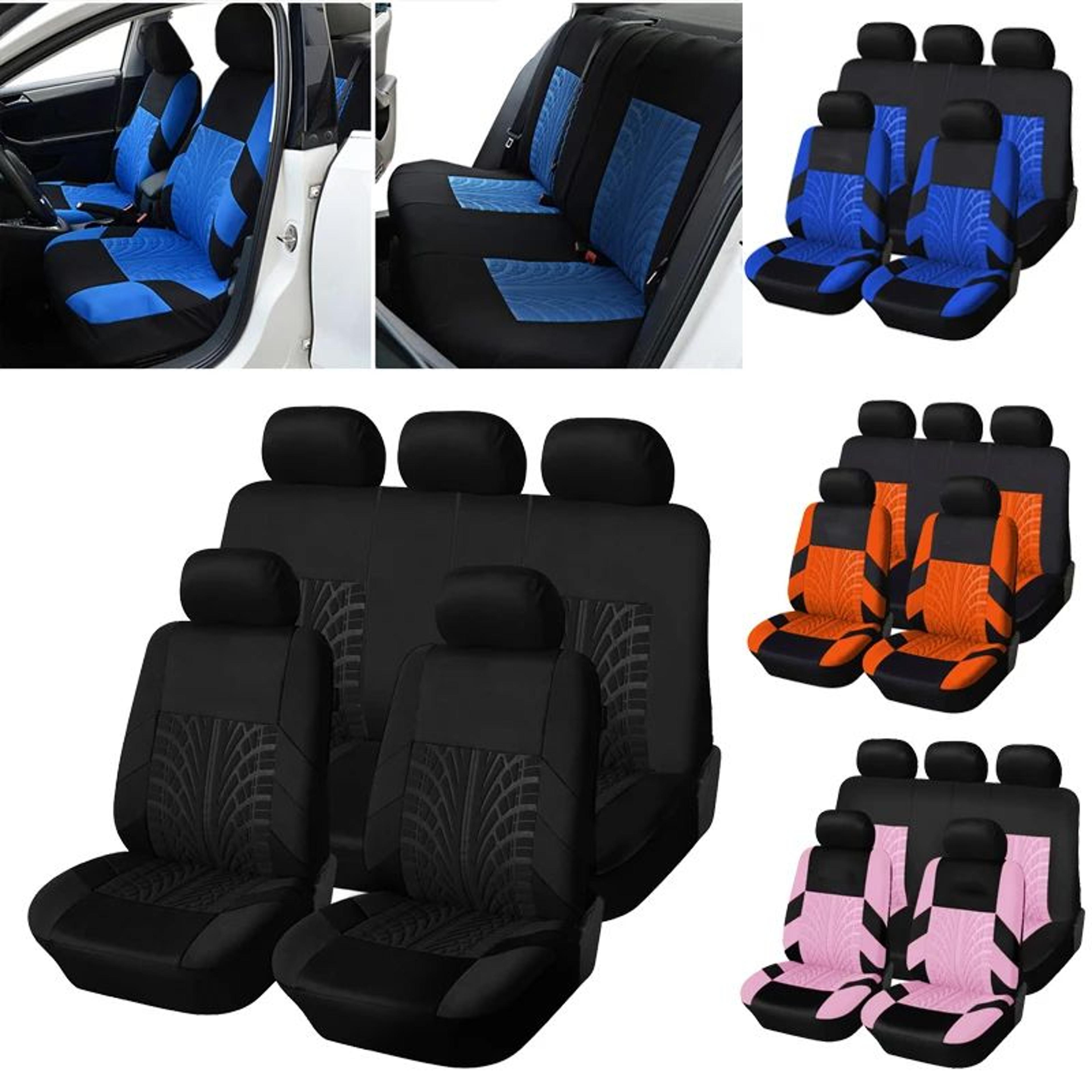 universal embroidered car seat covers set with organizer pockets