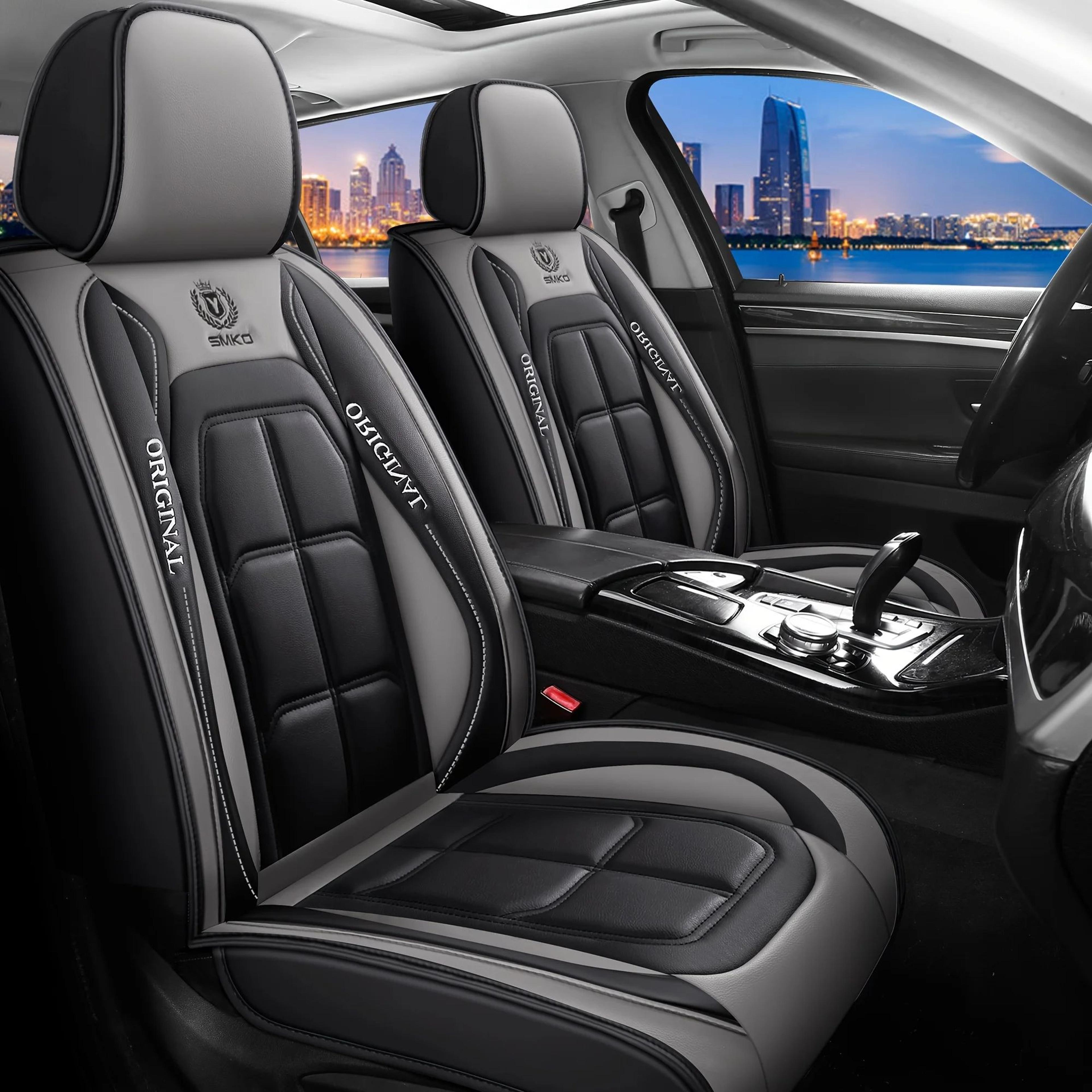 all-season leather car seat cover cushion - universal driver & passenger seat protector