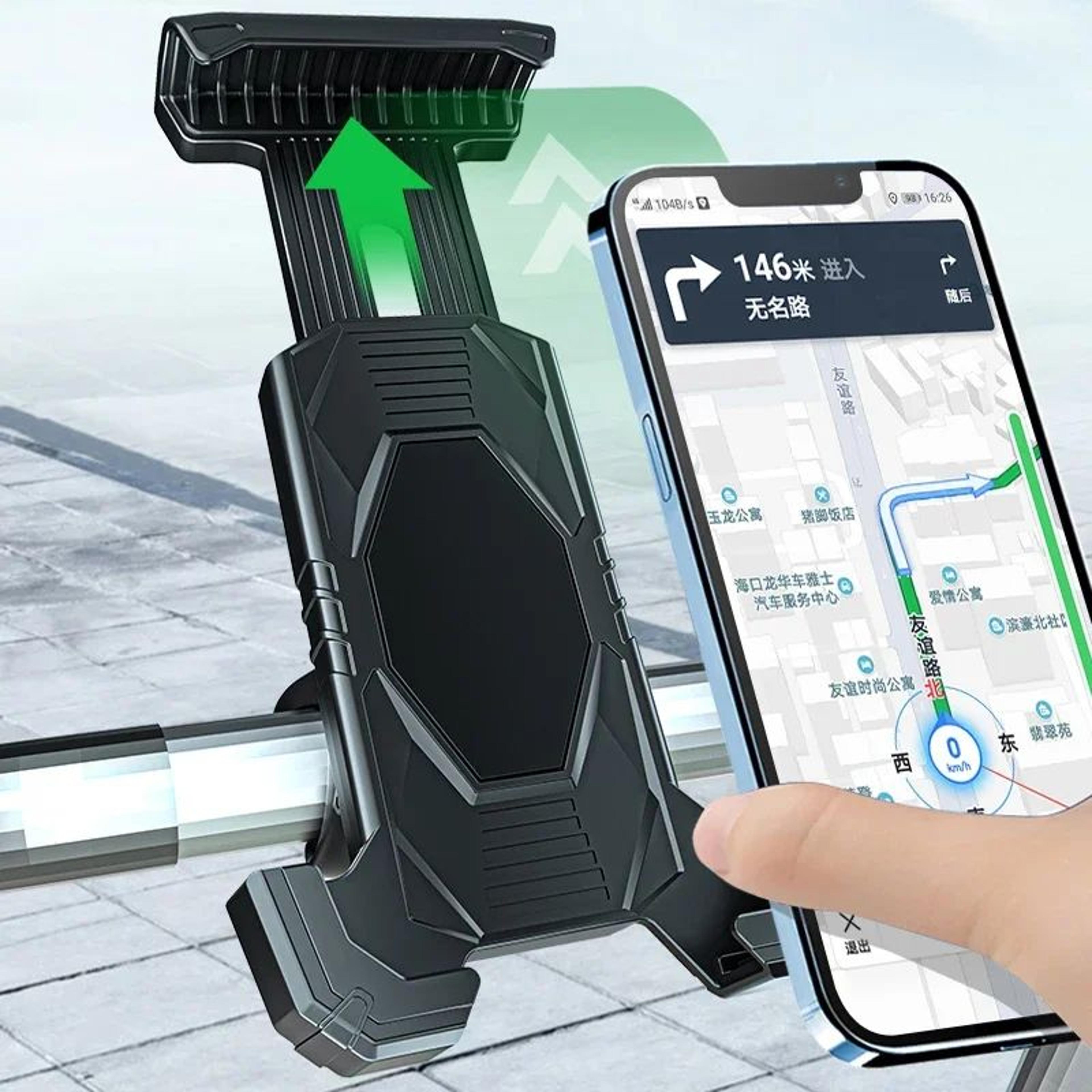 360° secure grip bike phone holder – universal bicycle & motorcycle handlebar mount for 4.5–8" smartphones