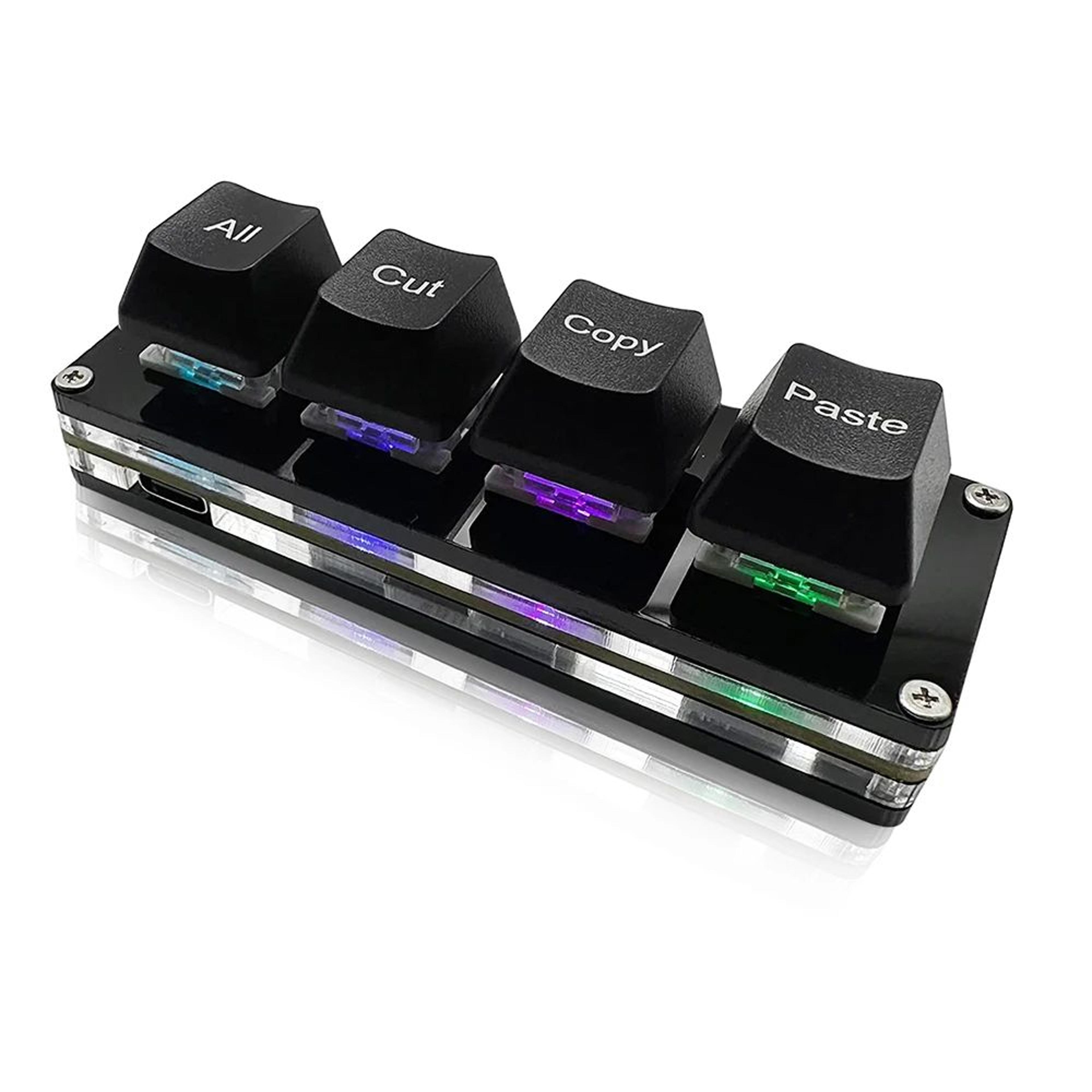 rgb mini macro pad keyboard – 4-key copy paste shortcut mechanical keypad