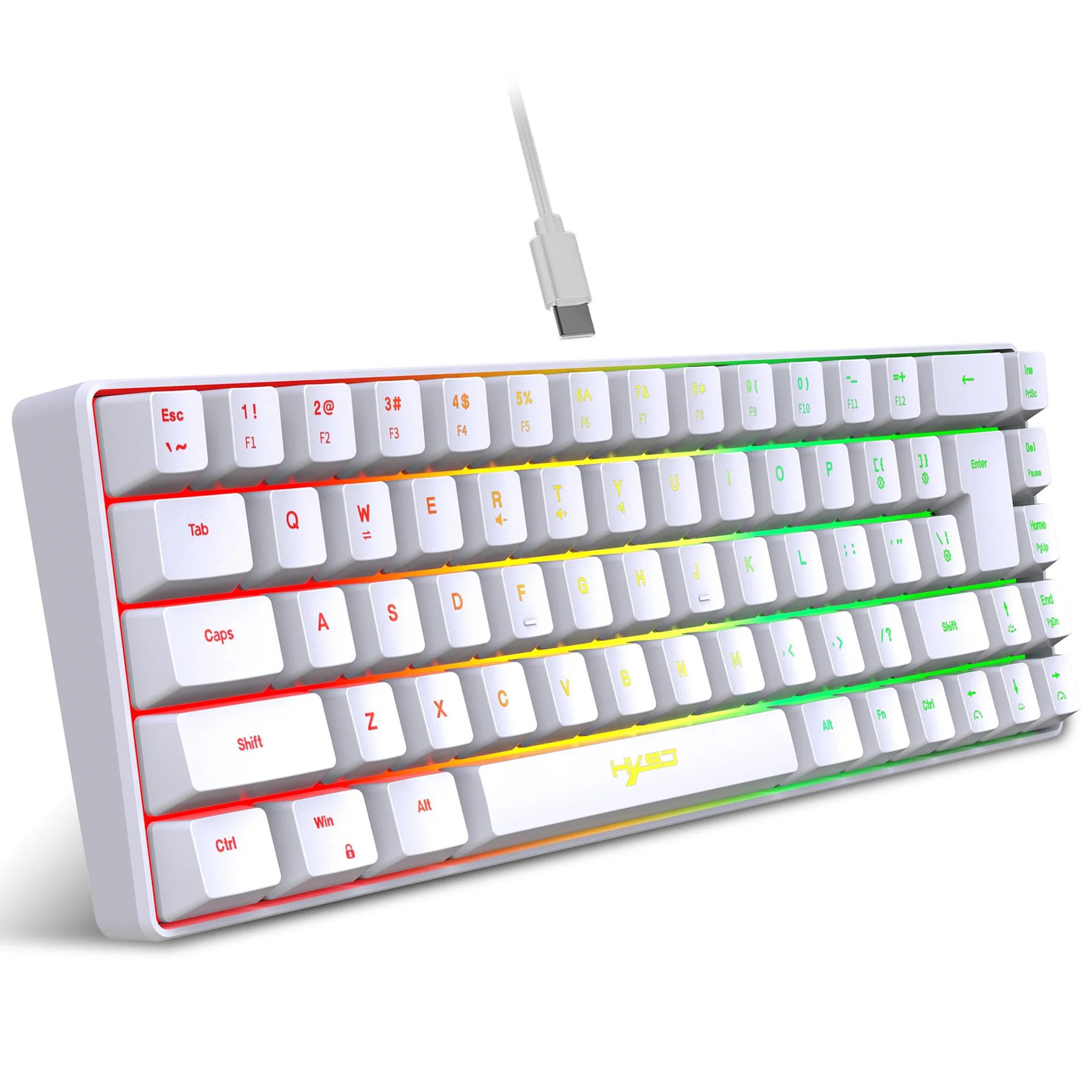 60% compact rgb backlit keyboard – 68-key portable wired mini keyboard for gaming & office