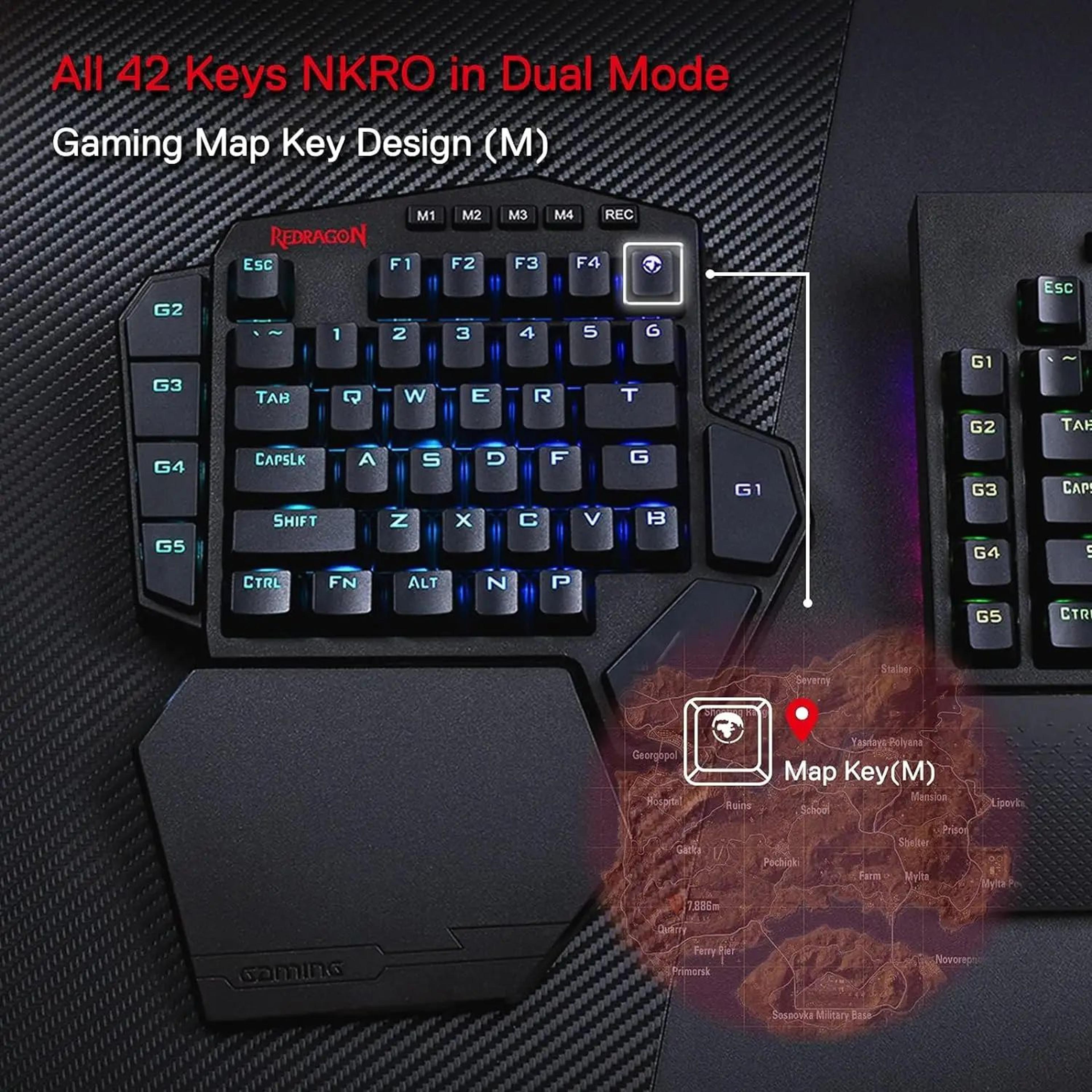 redragon k585 pro wireless one-handed rgb gaming keypad with macro keys & wrist support