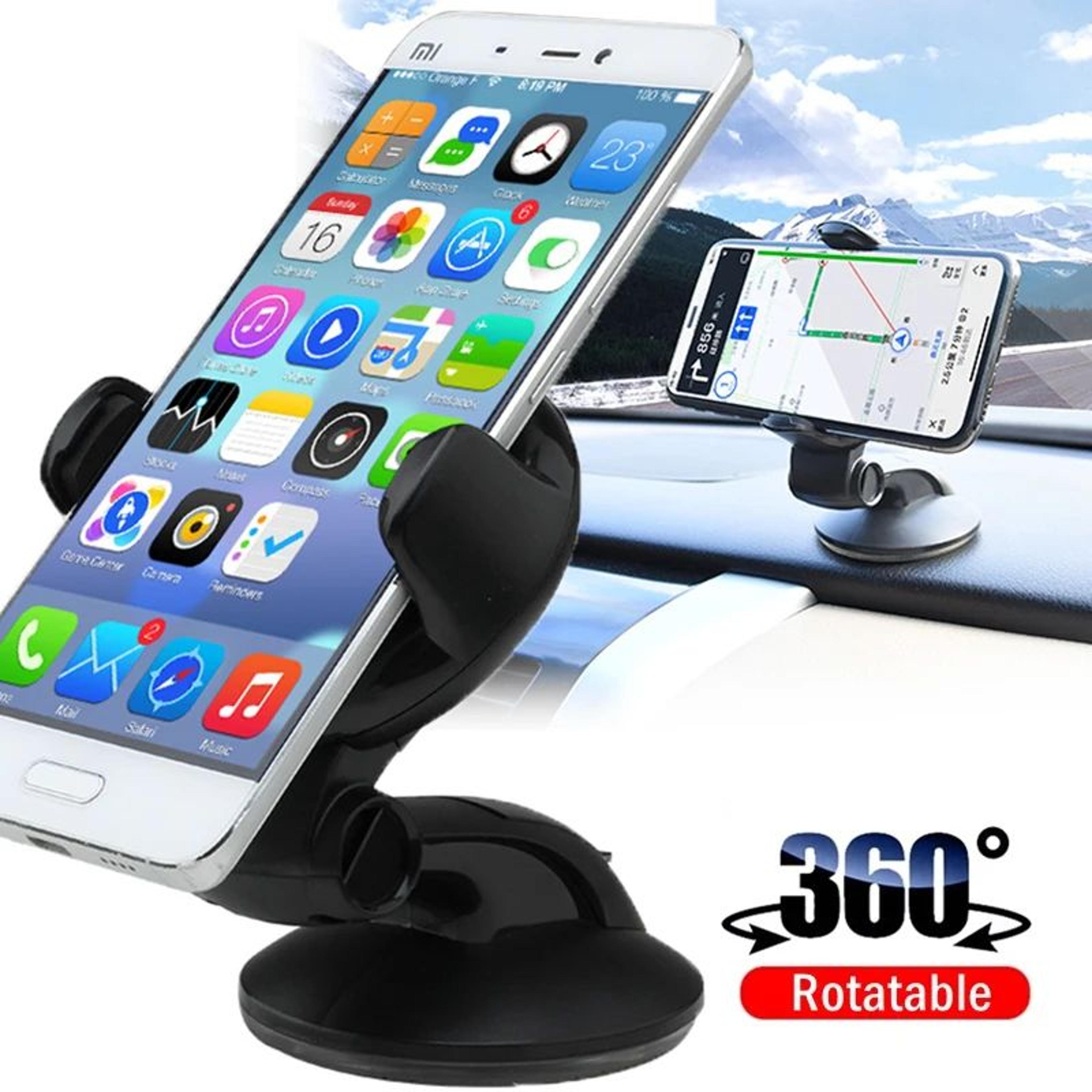 universal windshield car phone holder with 360° rotation – adjustable dashboard & windshield mount