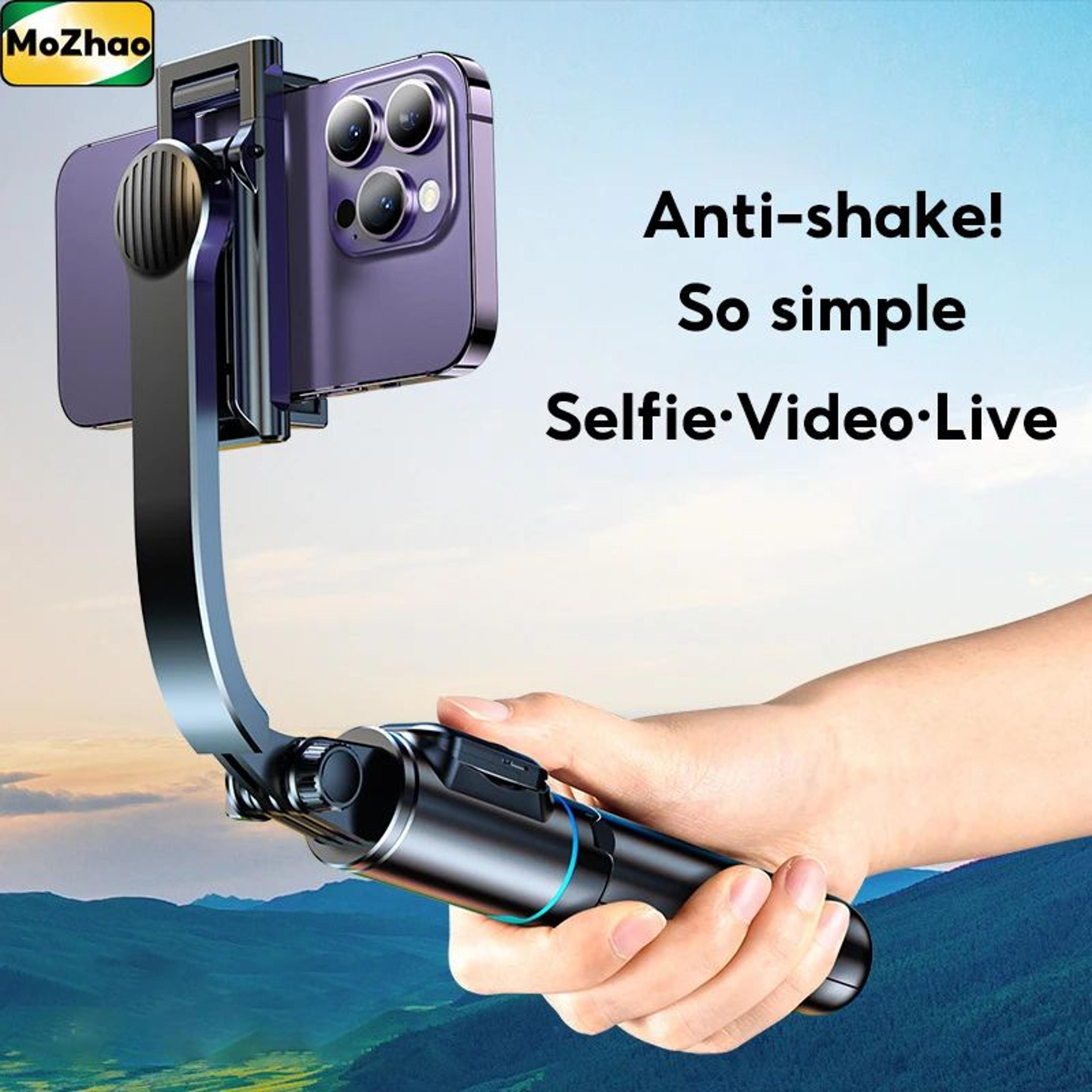 mozhao anti-shake bluetooth selfie stick tripod with remote & adjustable overhead phone mount