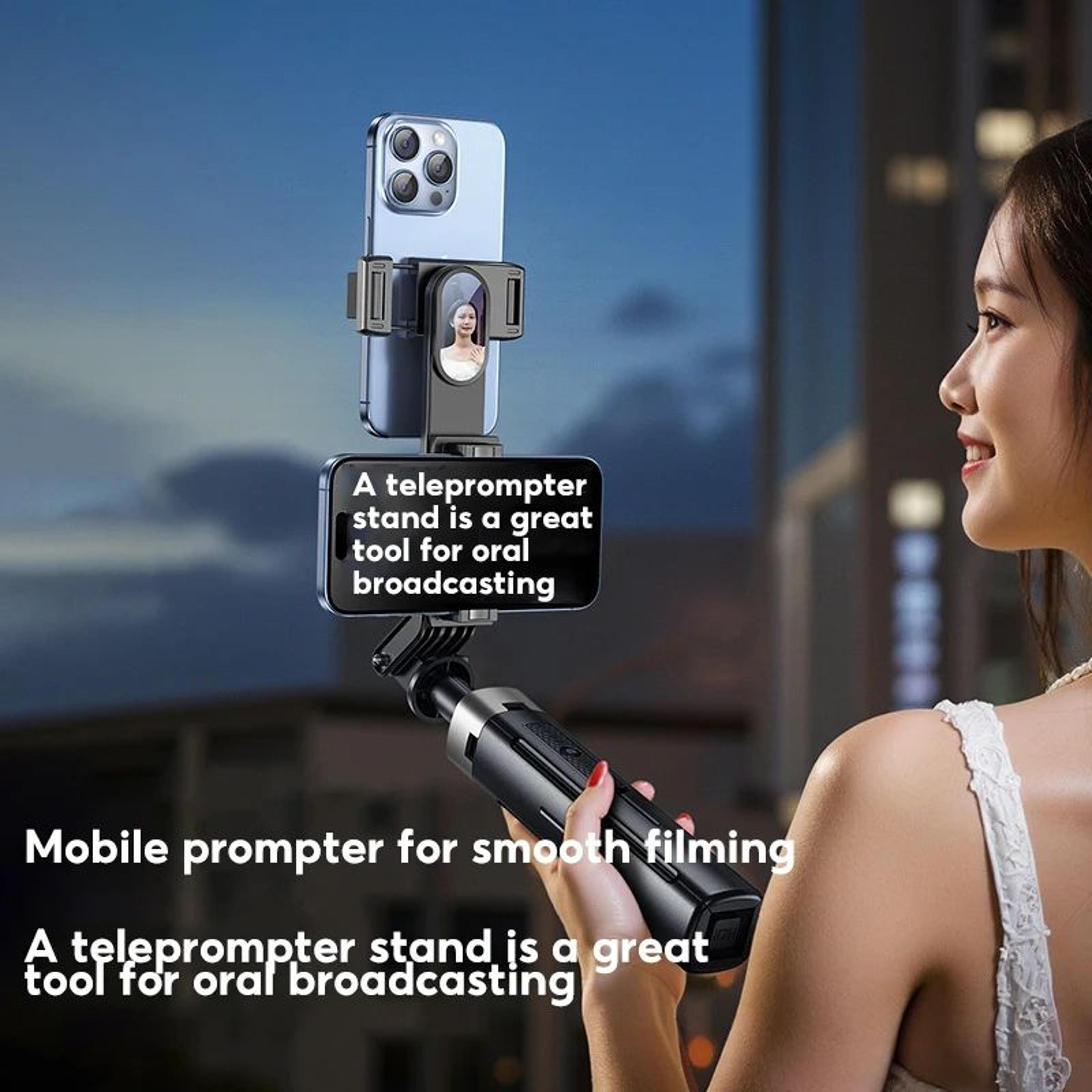 portable phone teleprompter tripod holder for live streaming & vlogging scripts