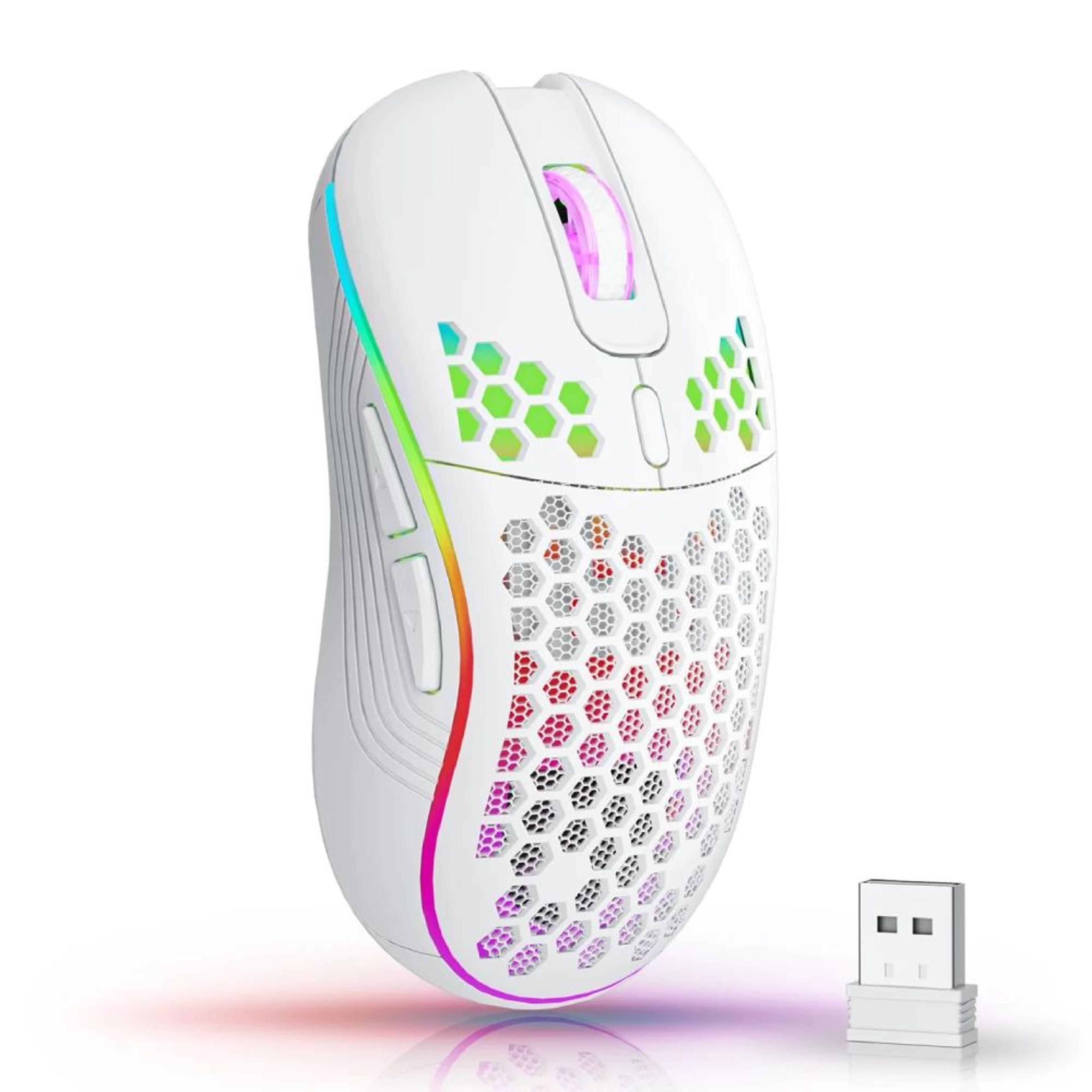 rgb honeycomb wireless gaming mouse – rechargeable ergonomic 6-button precision mouse