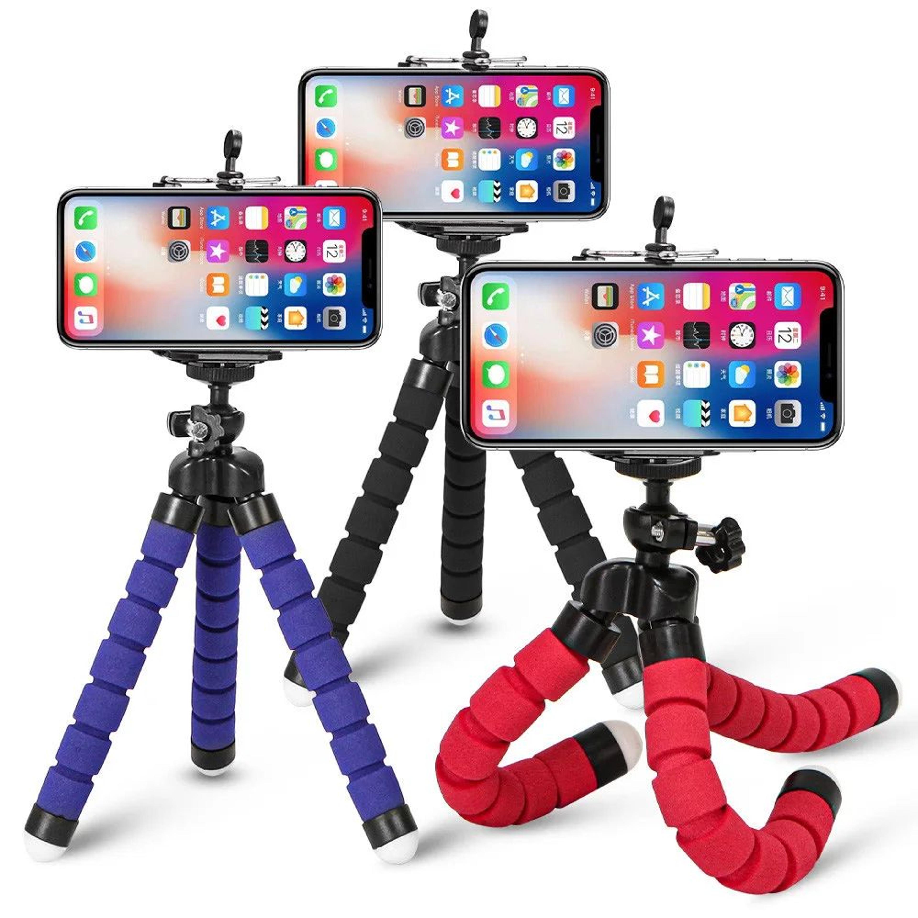 adjustable phone holder desk stand & mini phone tripod - universal phone mount for home, bed, and travel