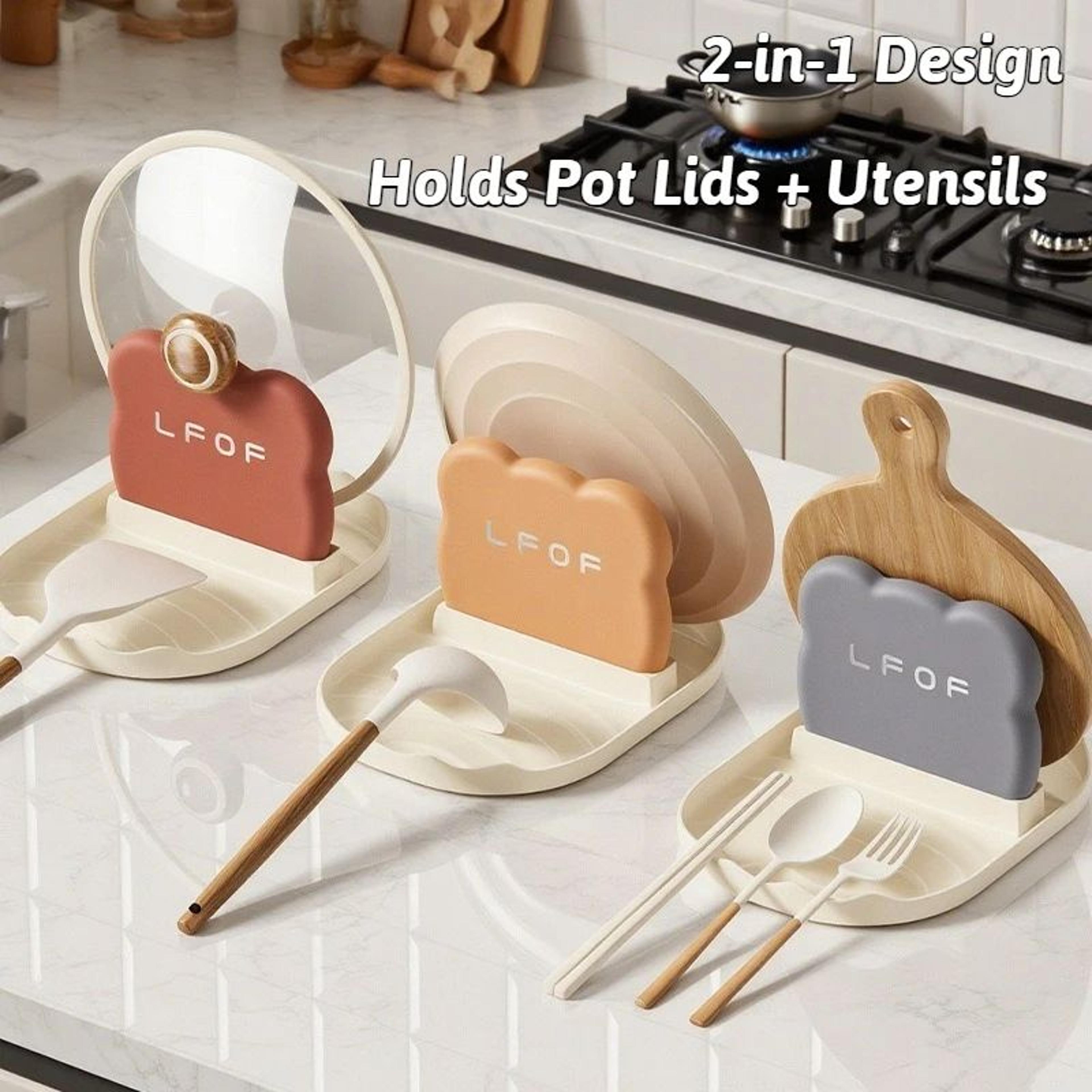 multifunction pot lid holder & spoon rest kitchen organizer