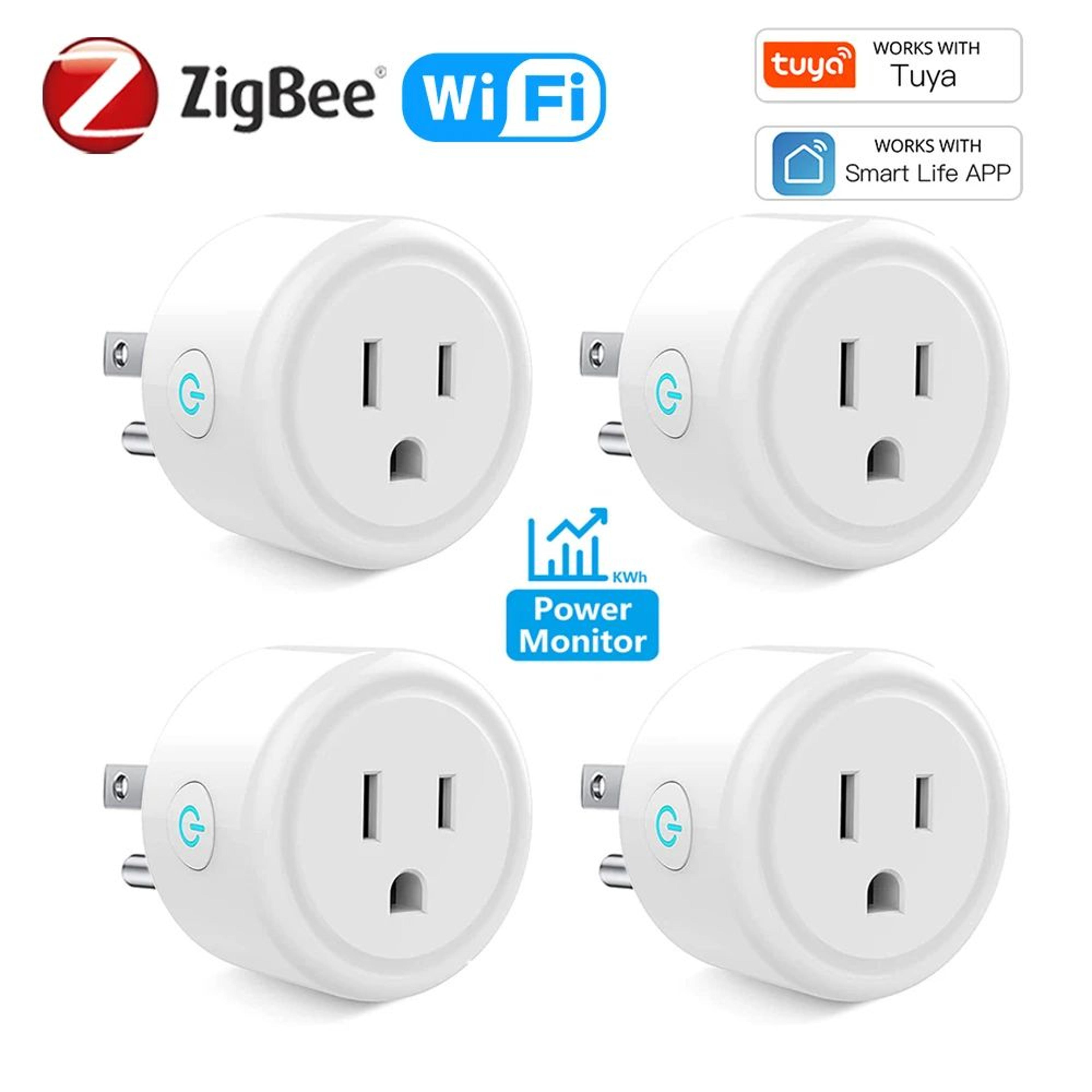 tuya 16a zigbee smart plug with energy monitoring – wifi app & alexa google home control