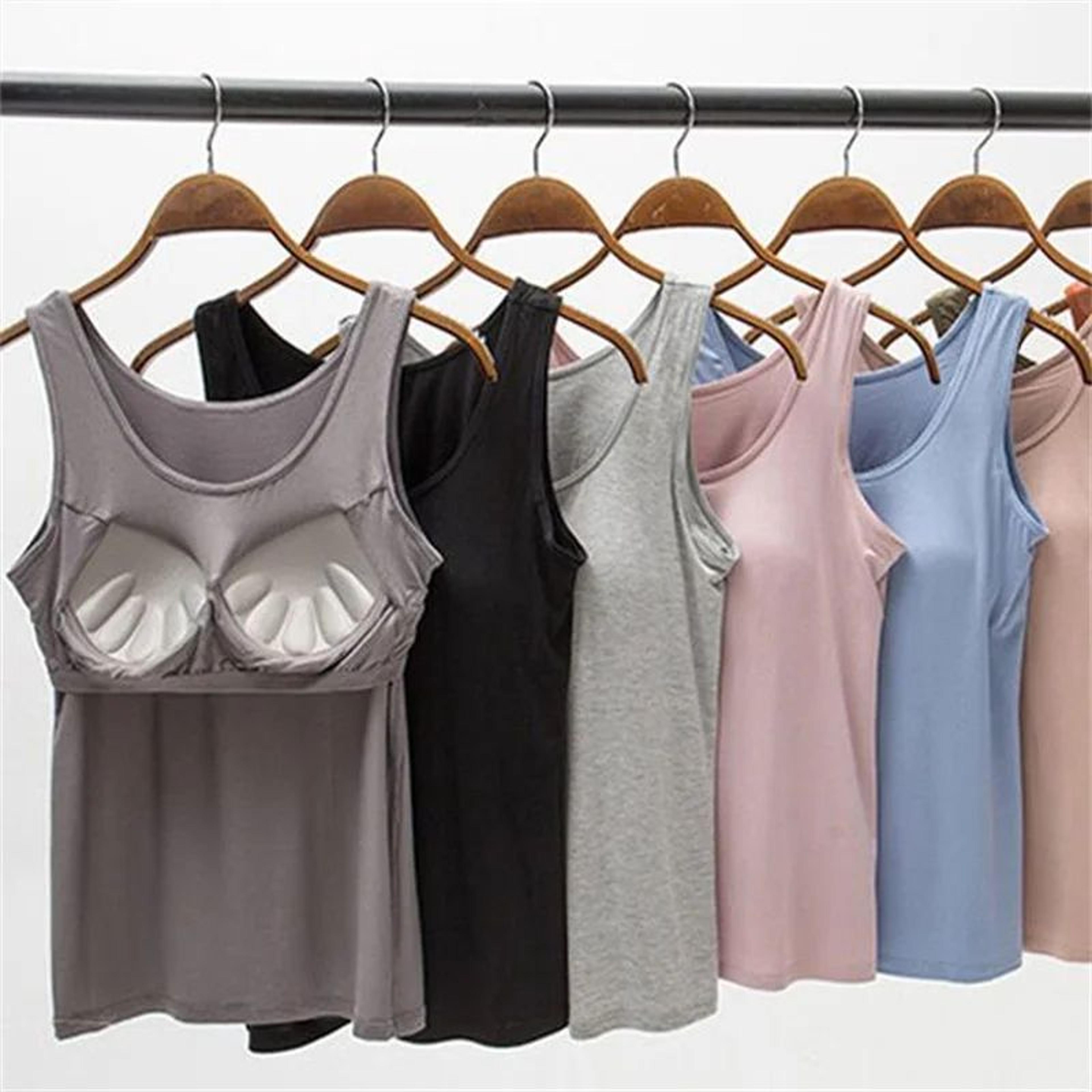 slimfit comfort tank top with built-in bra – padded casual summer camisole for women