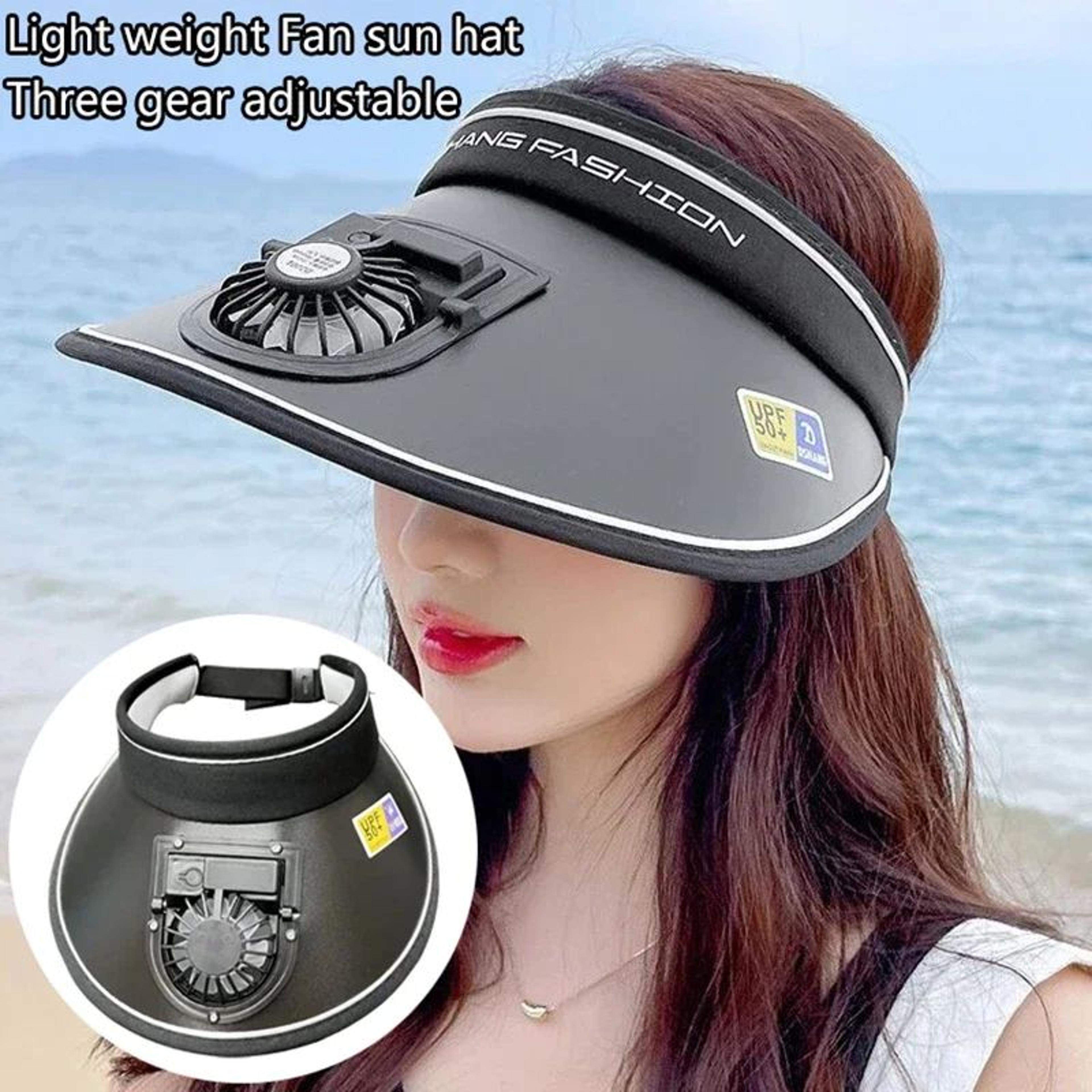 breezeshade usb rechargeable cooling fan hat – breathable sun visor hat with built-in fan