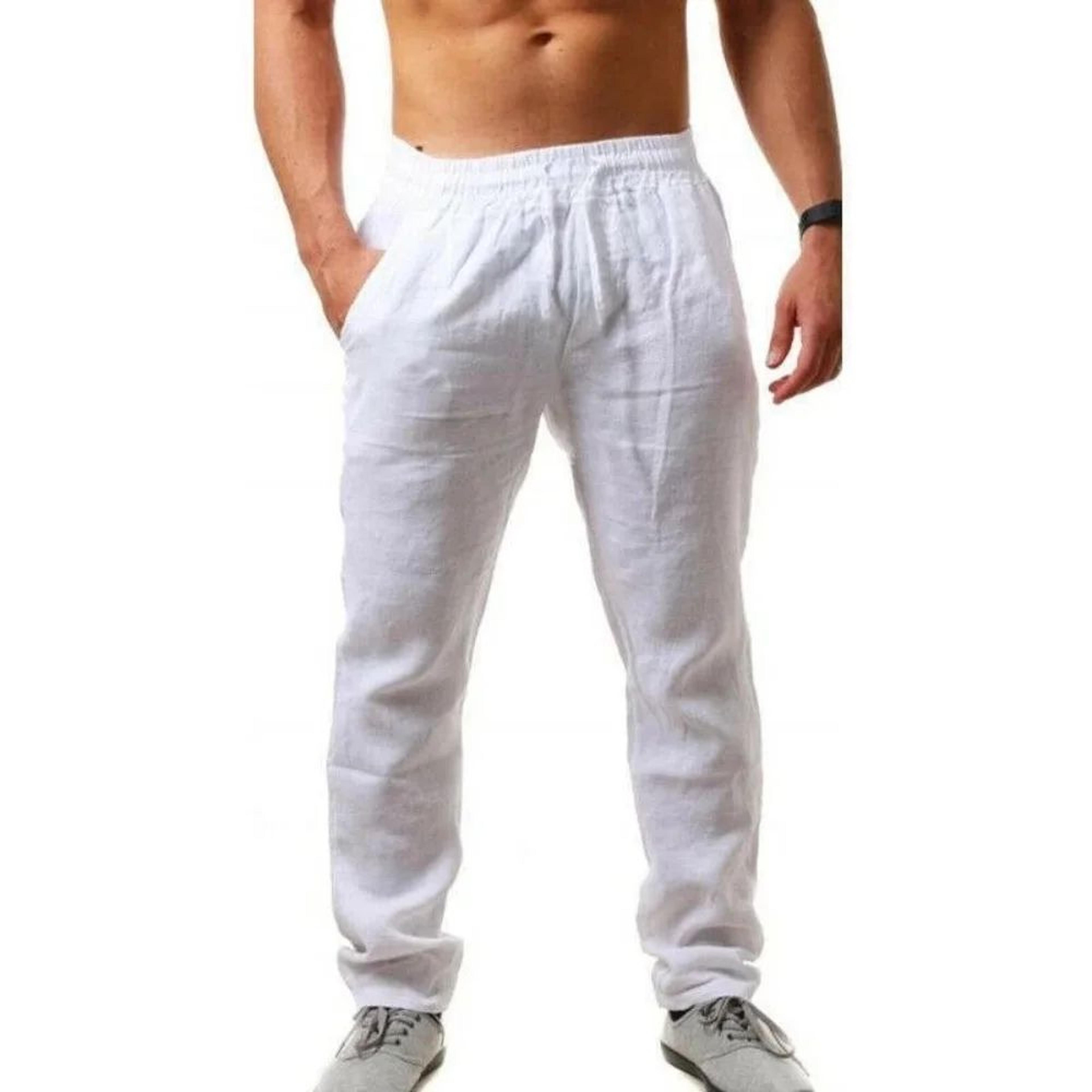 breezeflex mens linen pants – breathable cotton linen casual trousers with elastic waist