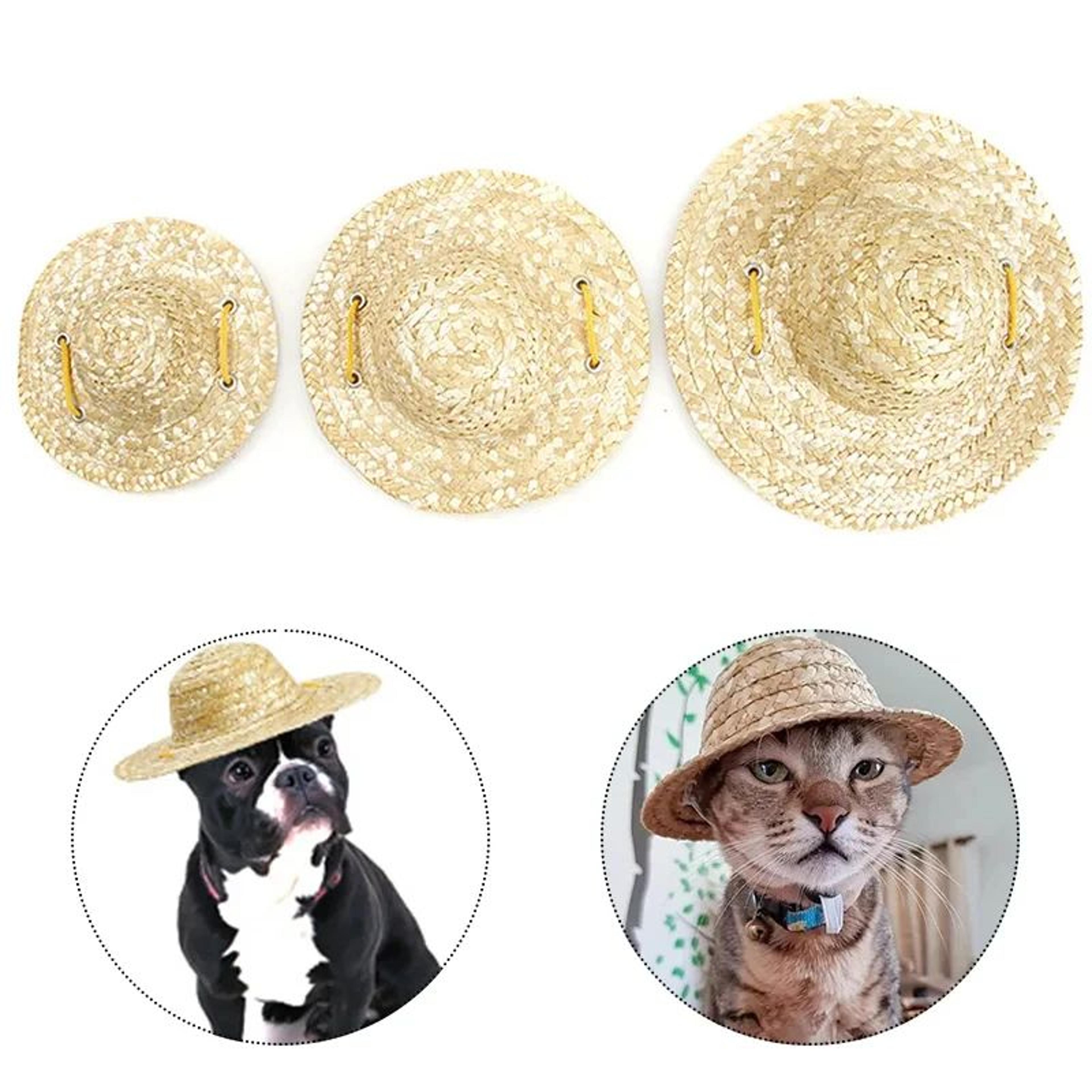 sunready dog straw hat for small dogs & cats adjustable pet sun hat