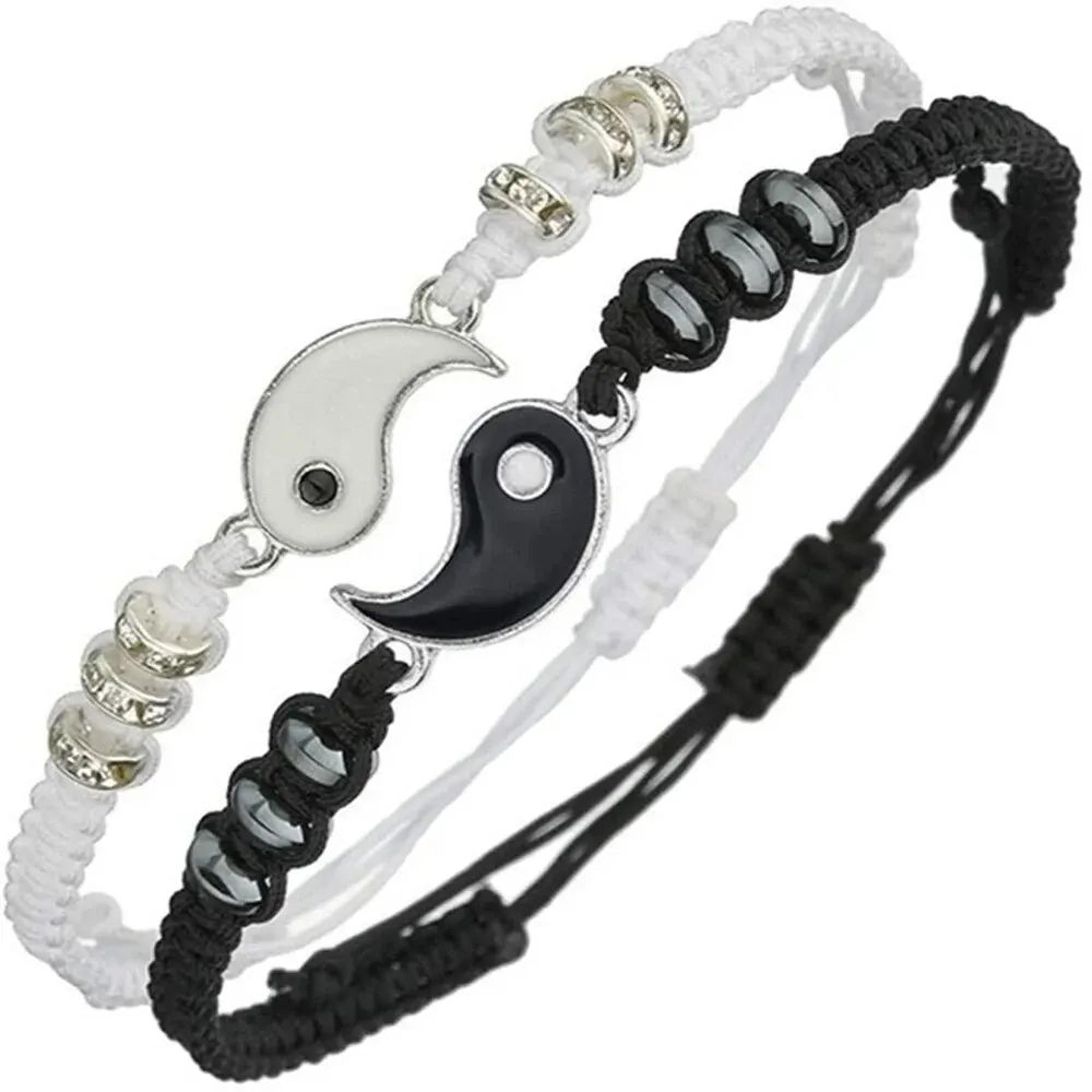 harmony bond yin yang couple bracelet set – adjustable tai chi rope bracelets for couples & friends