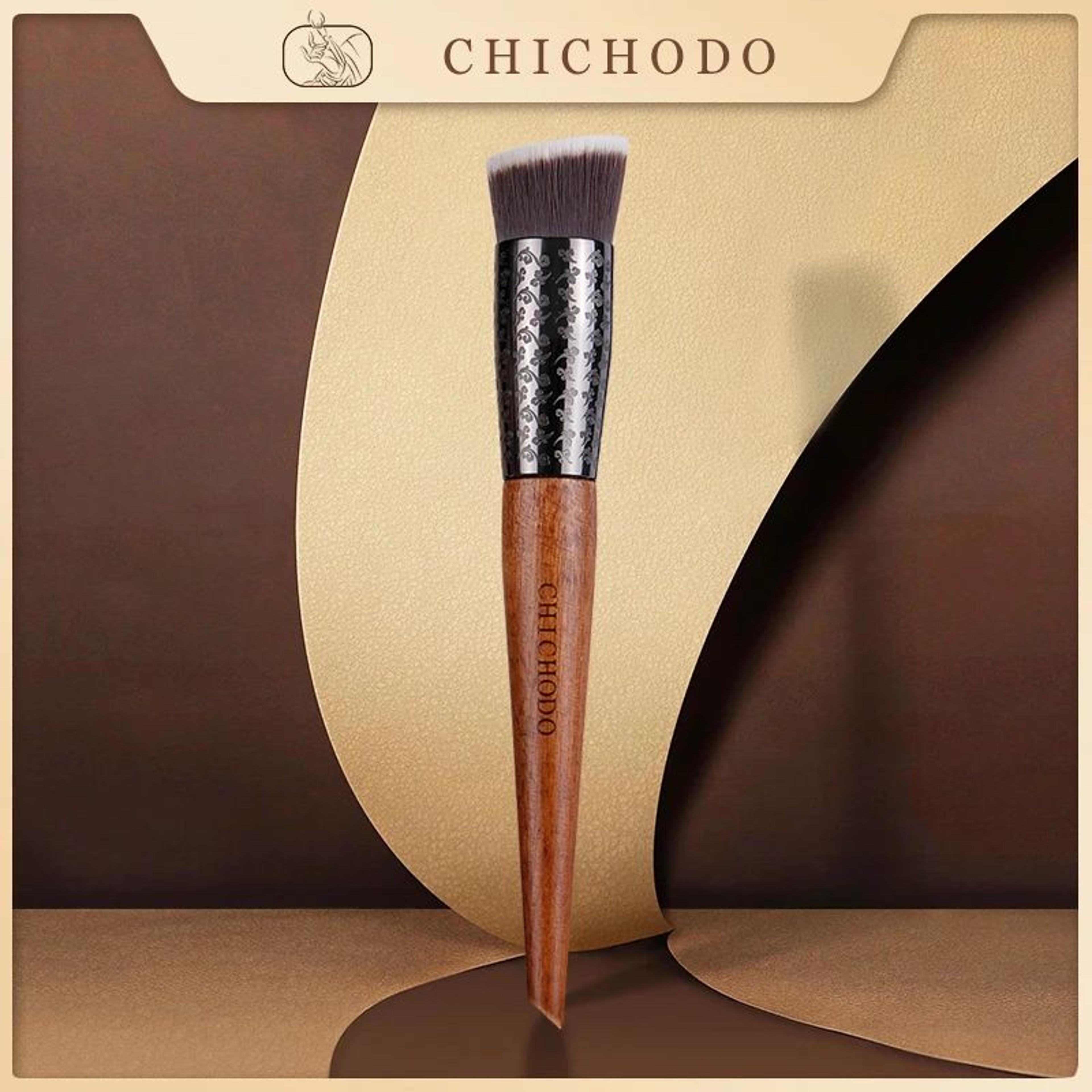 chichodo amber series liquid foundation brush – professional flat synthetic makeup brush for smooth bb & foundation appl
