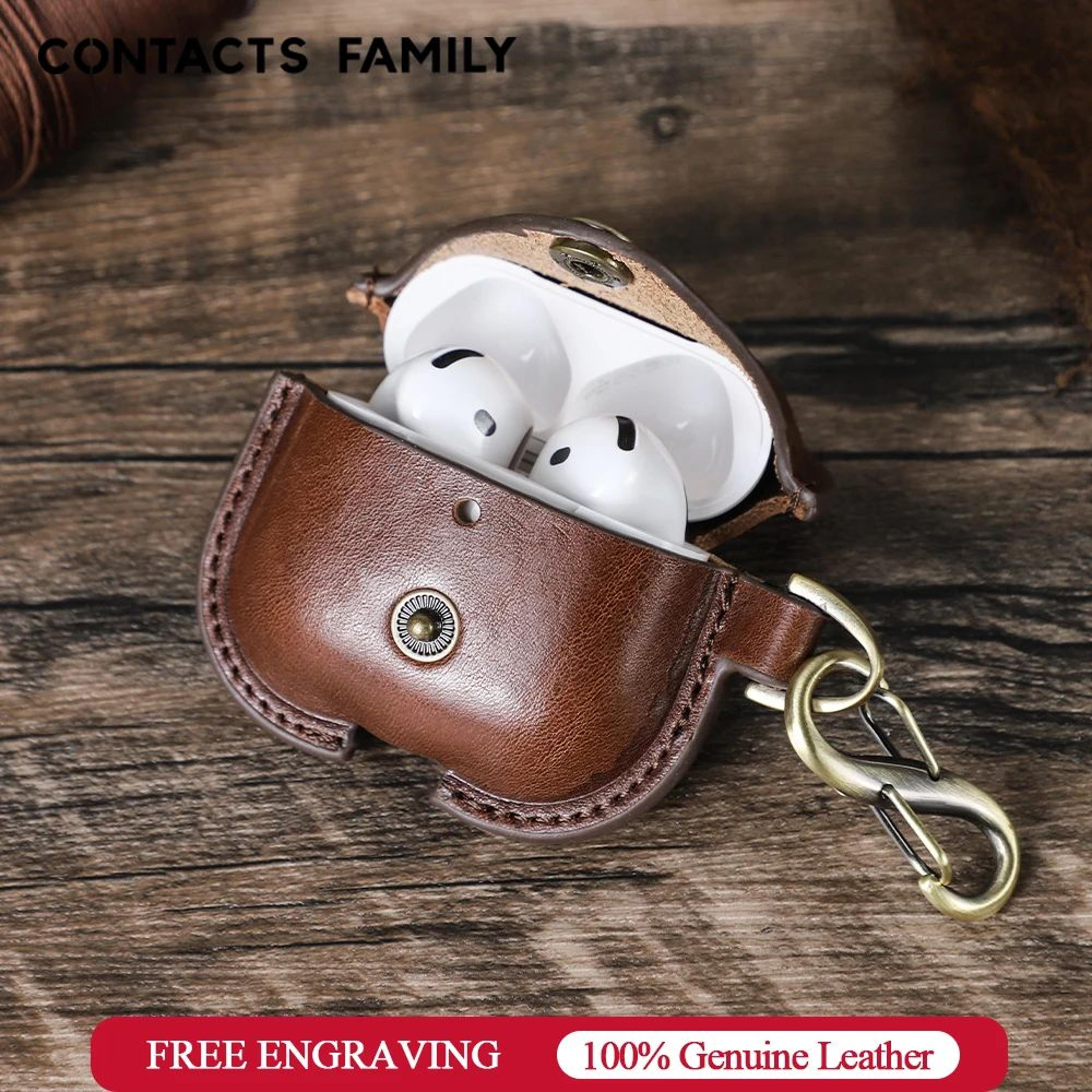 premium airpods 4 leather case in genuine leather protective cover