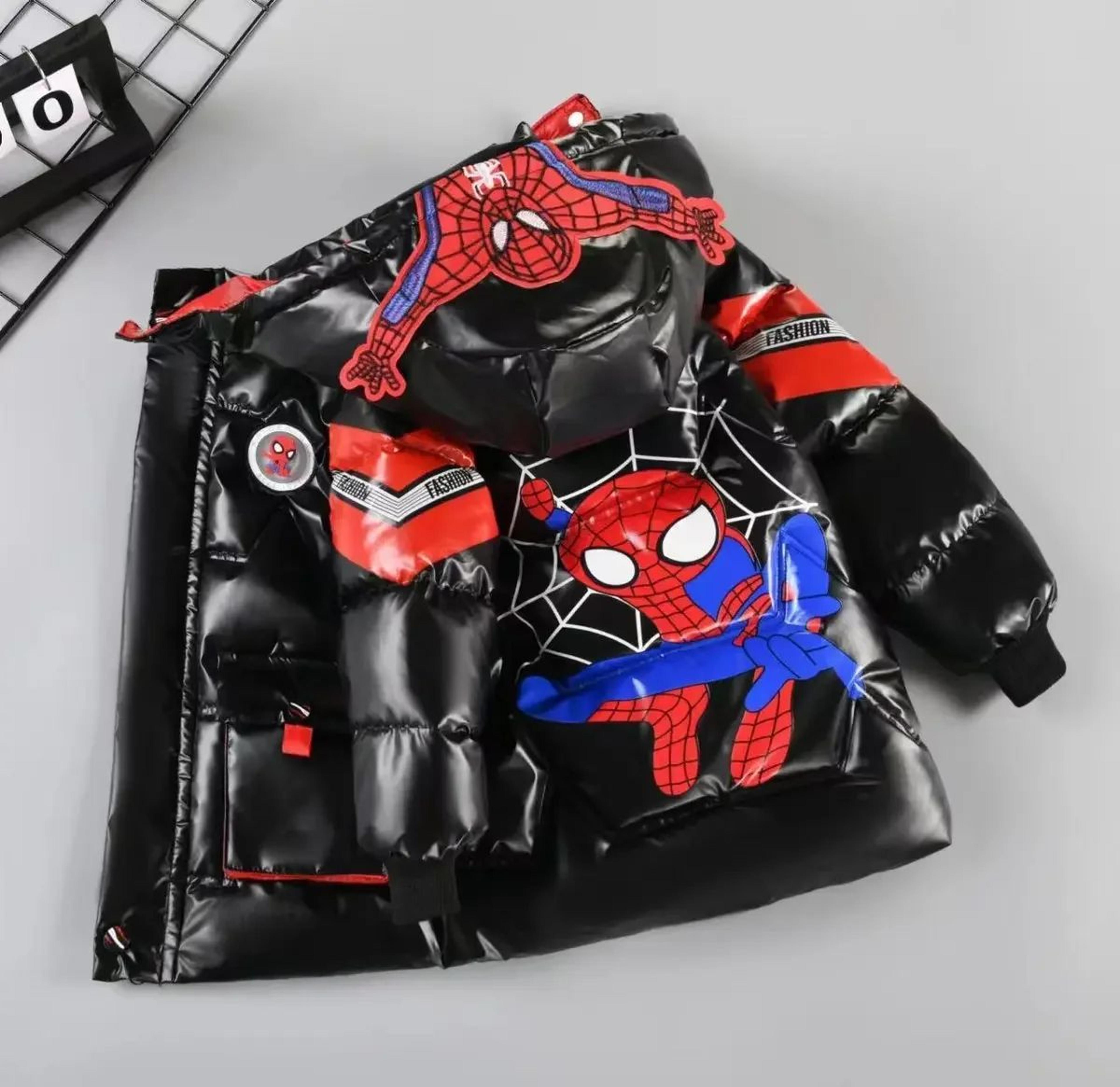 spider-man kids winter jacket hooded puffer parka for toddlers and boys