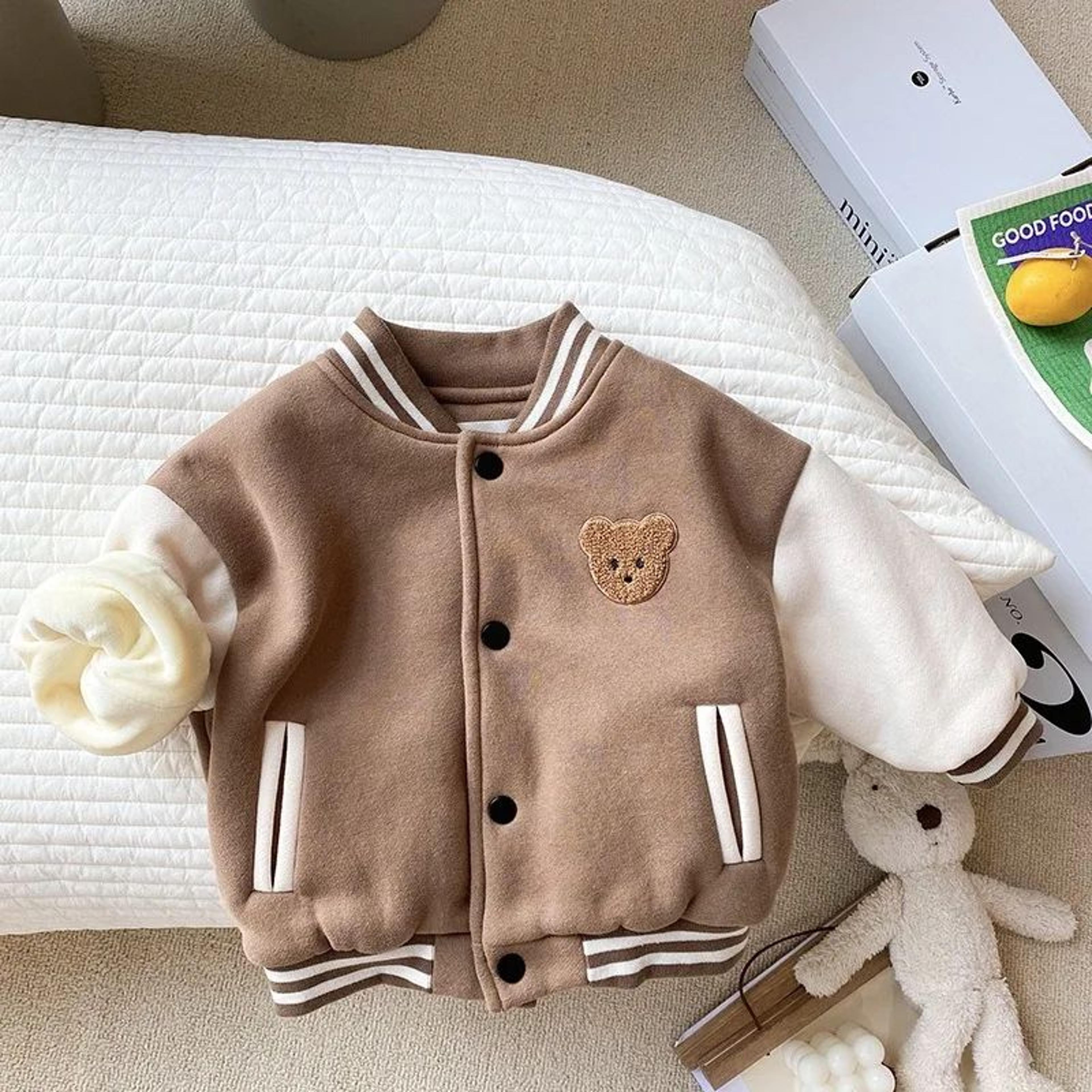 cozyvarsity toddler fleece jacket – warm baby baseball jacket kids winter coat