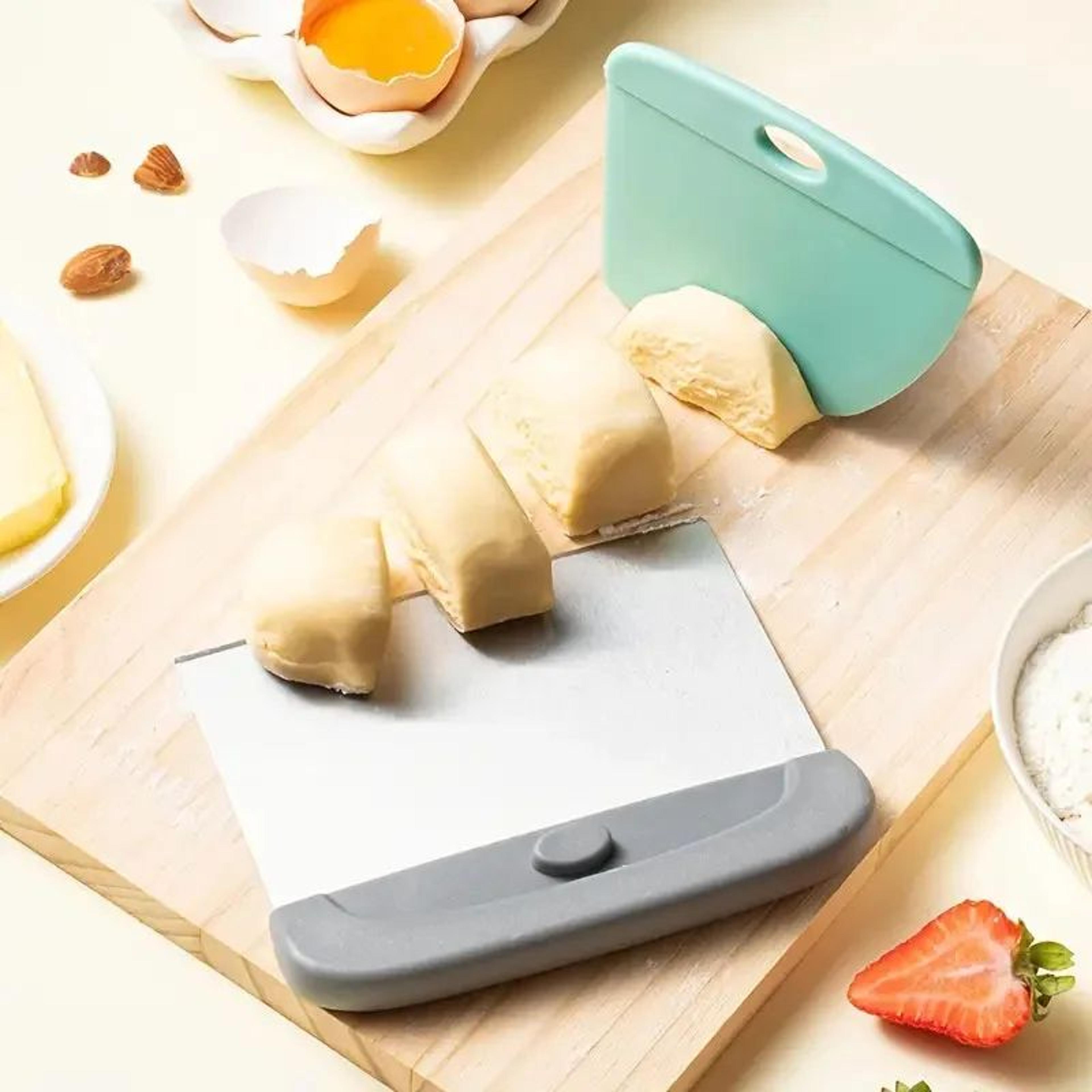 2-in-1 stainless steel dough scraper & pastry scraper set for effortless baking