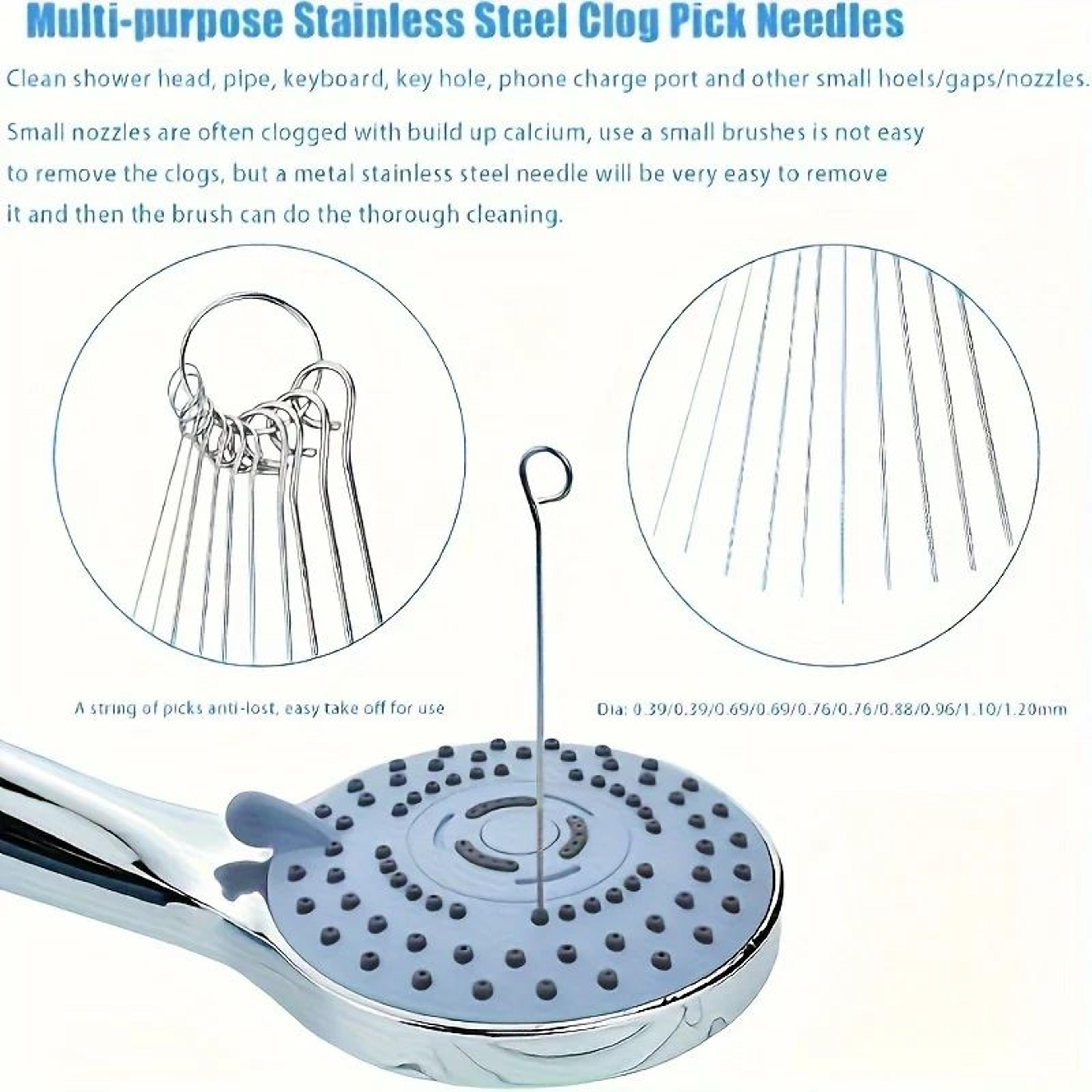 precision shower head cleaning tool kit – stainless steel nozzle cleaner brush set