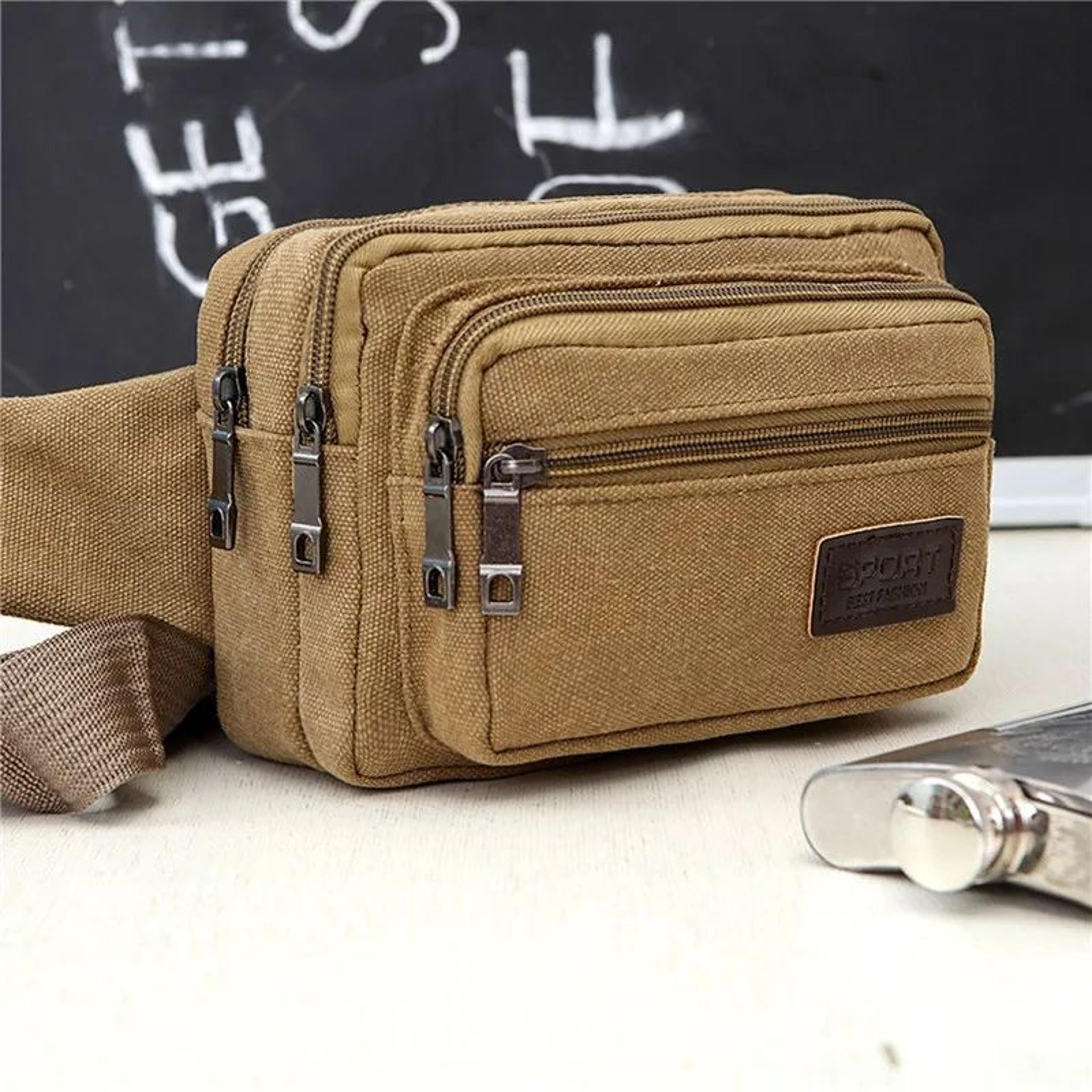 rugged canvas waist bag for men – durable outdoor sports waist pack with large capacity