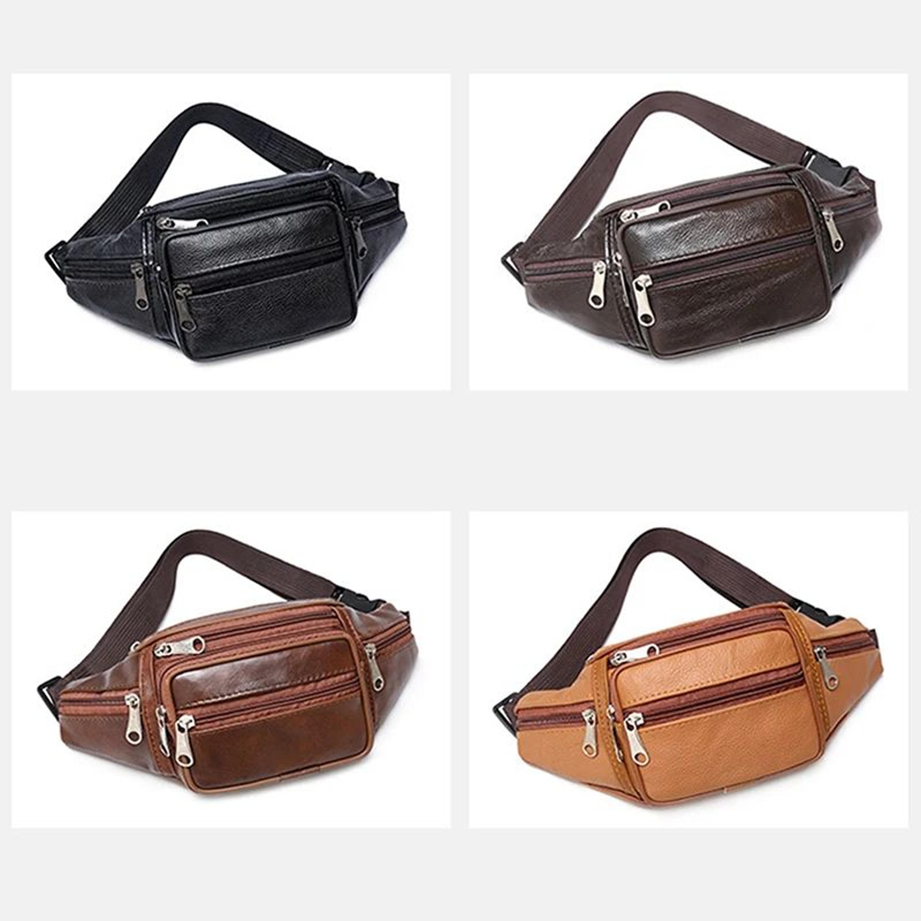urbanflex mens leather waist bag – pu leather fanny pack belt bag for travel