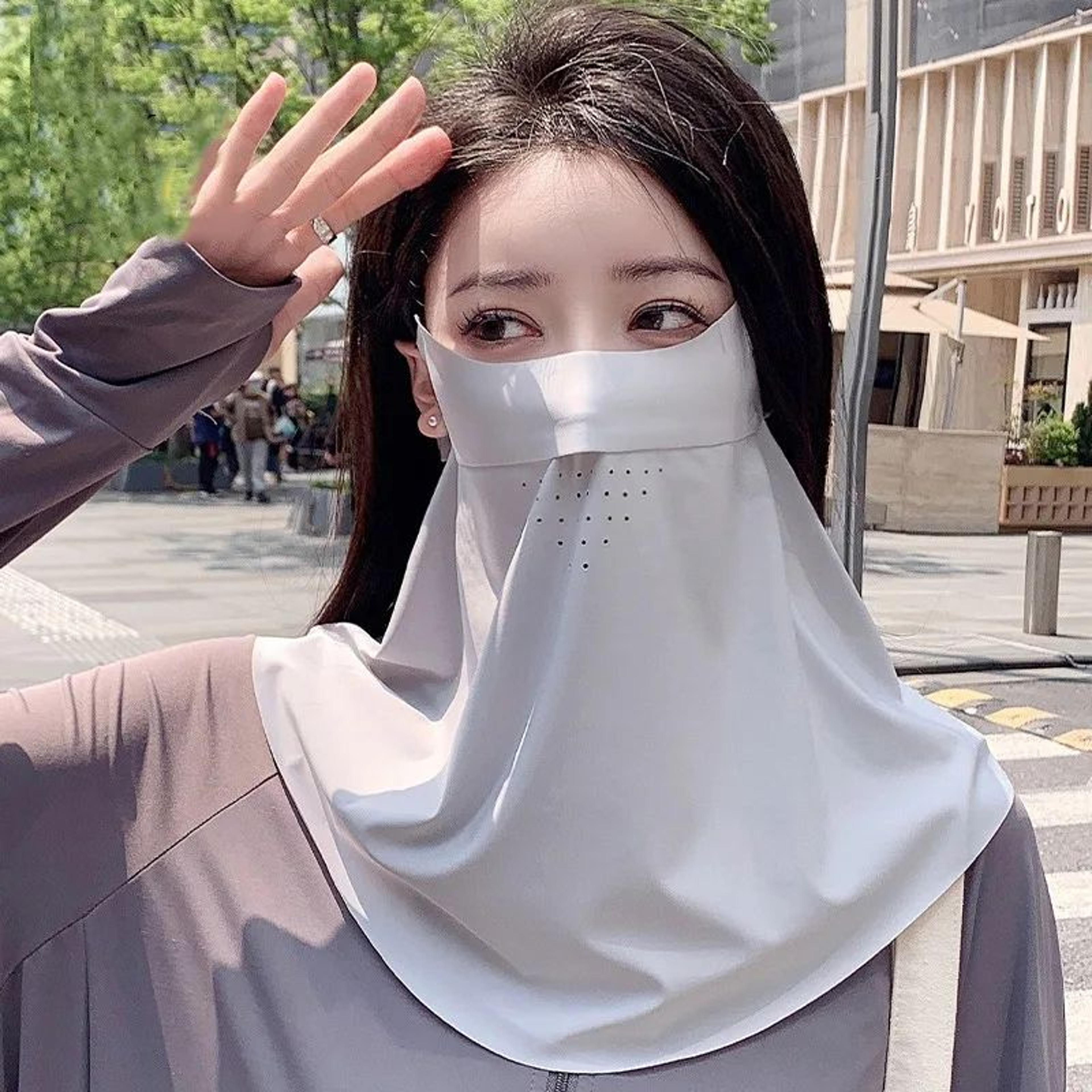 ice silk uv protection face cover for women breathable summer sun mask