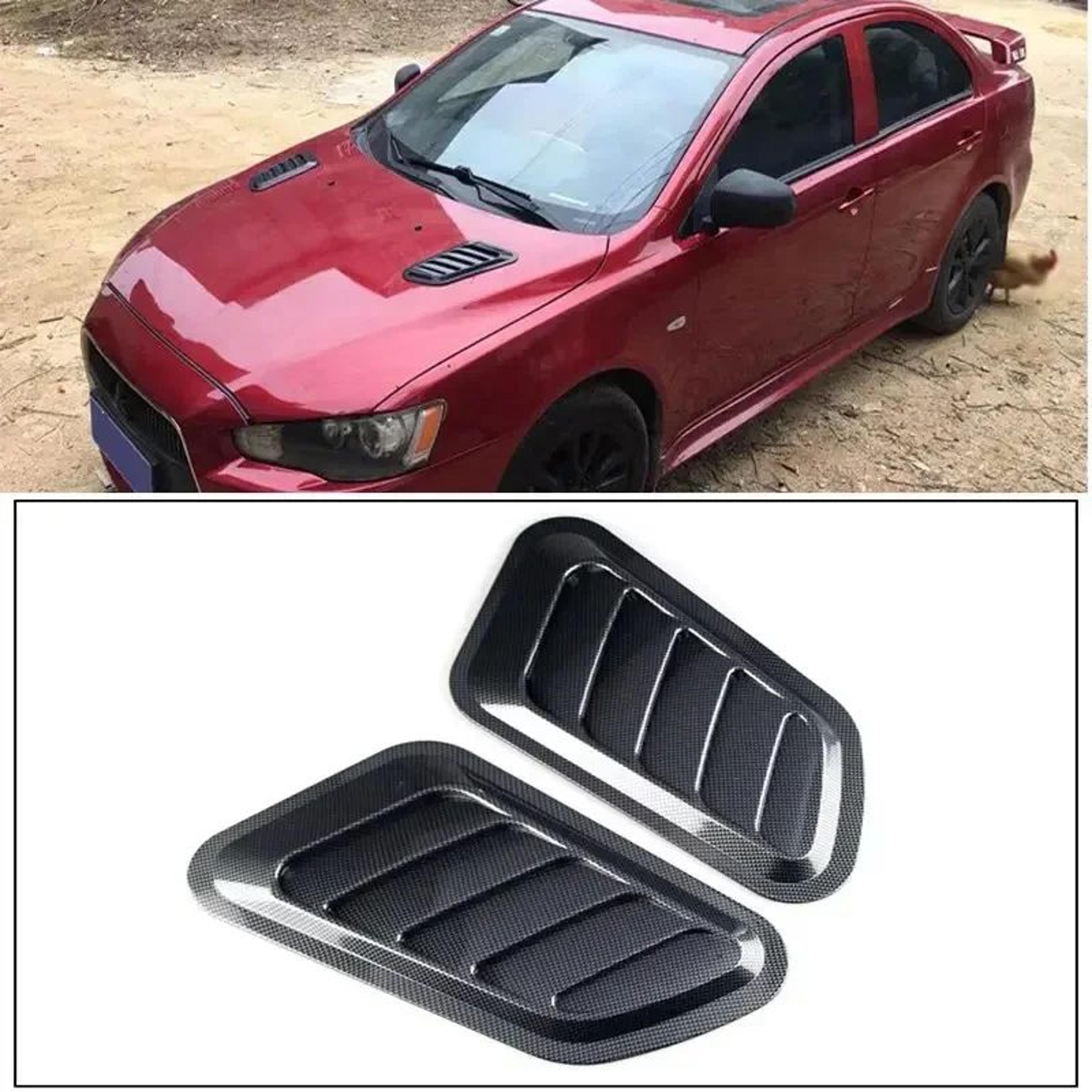 carbon fiber car decorative air vent trim – universal car hood vent sticker set (2pcs)