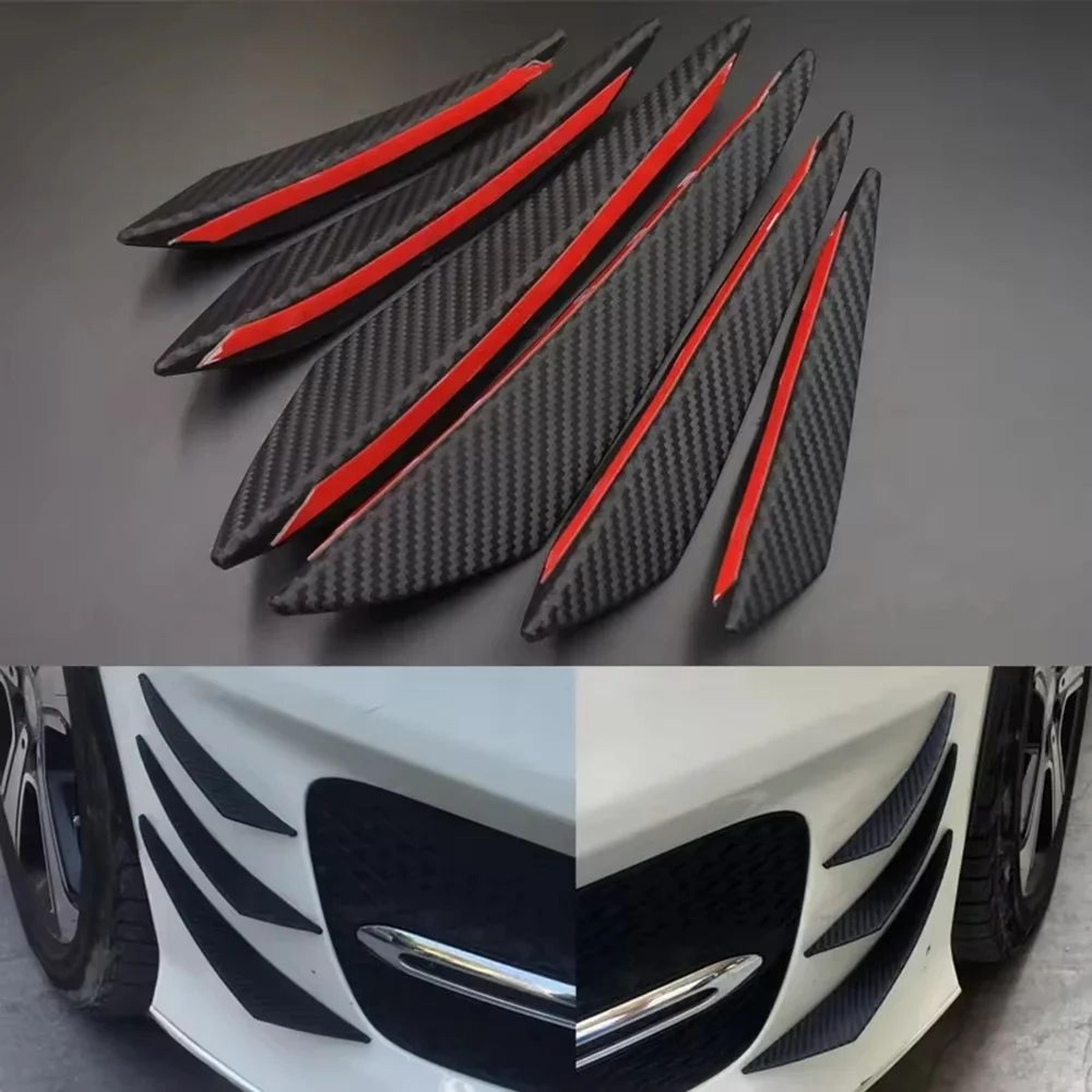 carbon fiber look universal car spoiler kit – 6pcs bumper & side skirt trim