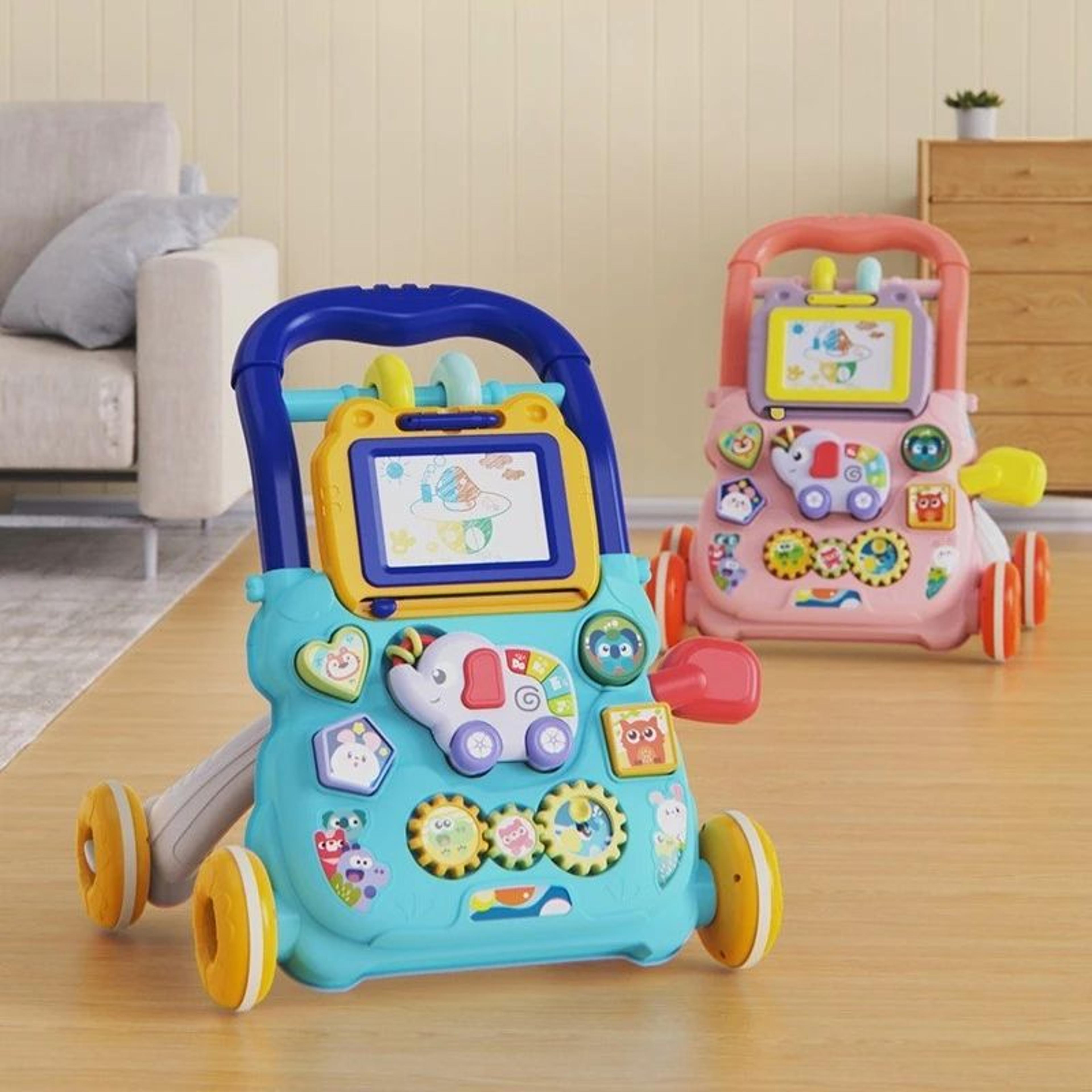 smartstride adjustable baby walker push toy with music & lights