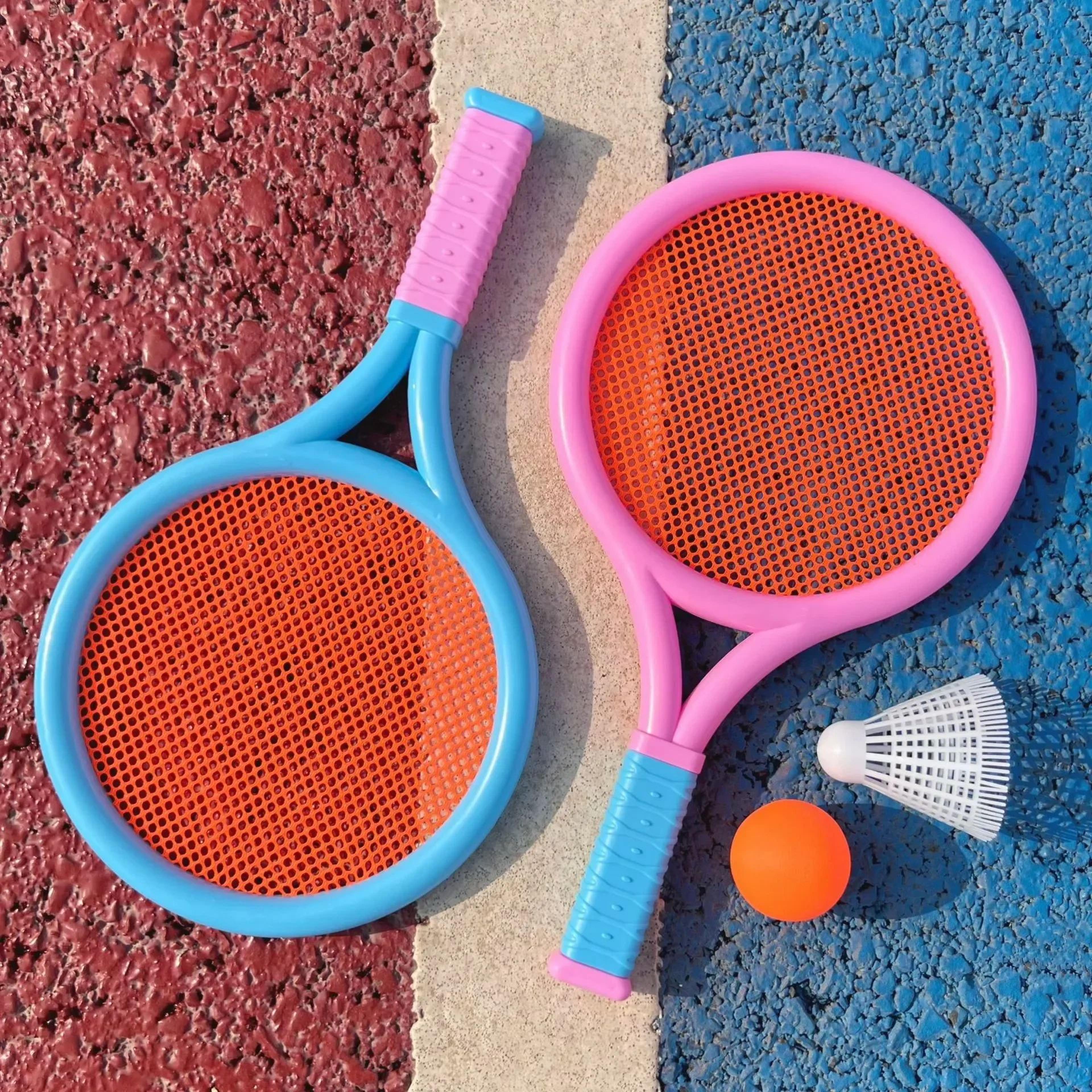 family fun badminton racket set for kids & adults – portable outdoor play kit