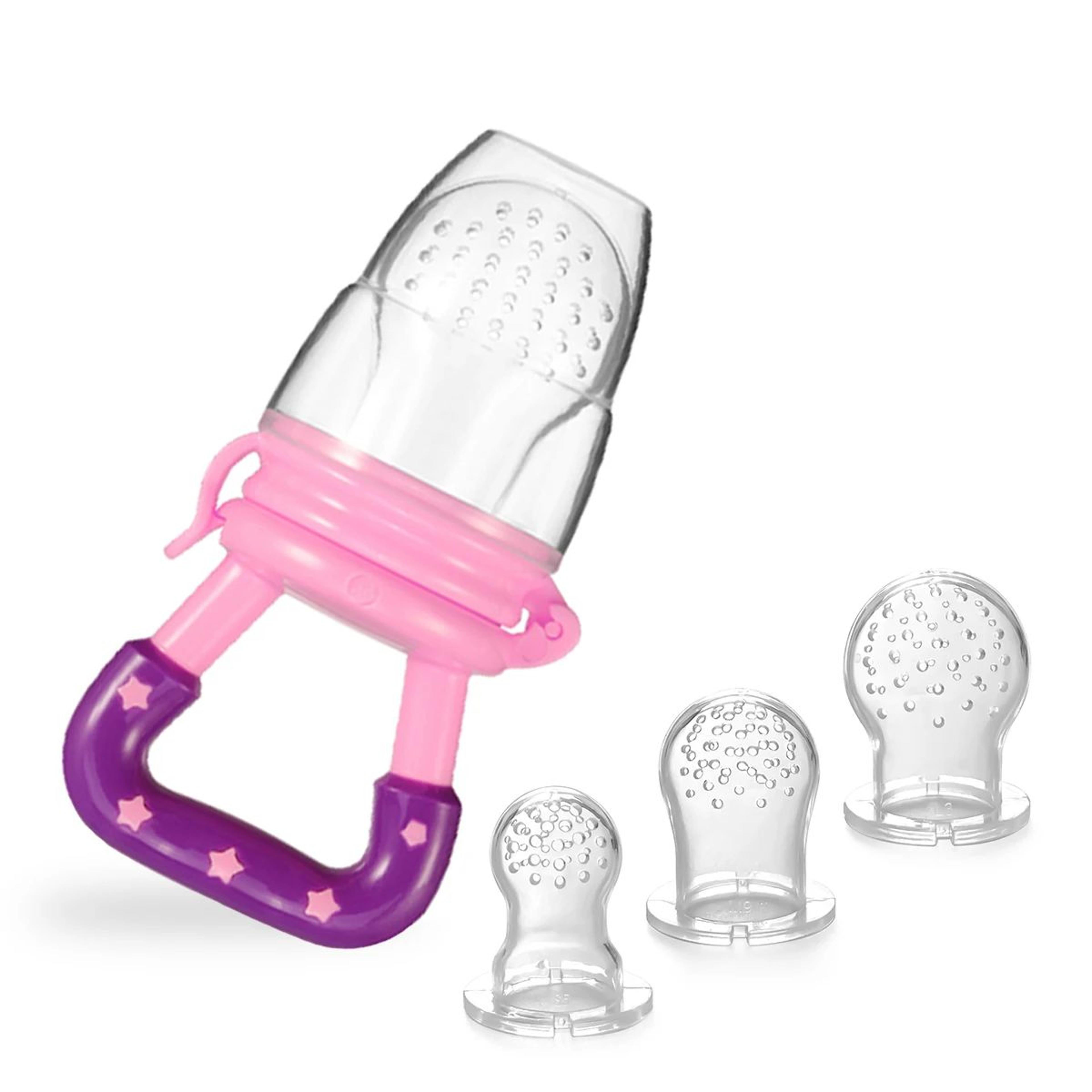 silicone baby fruit feeder set with handles – safe toddler food feeder & fresh food pacifier (4-pack)