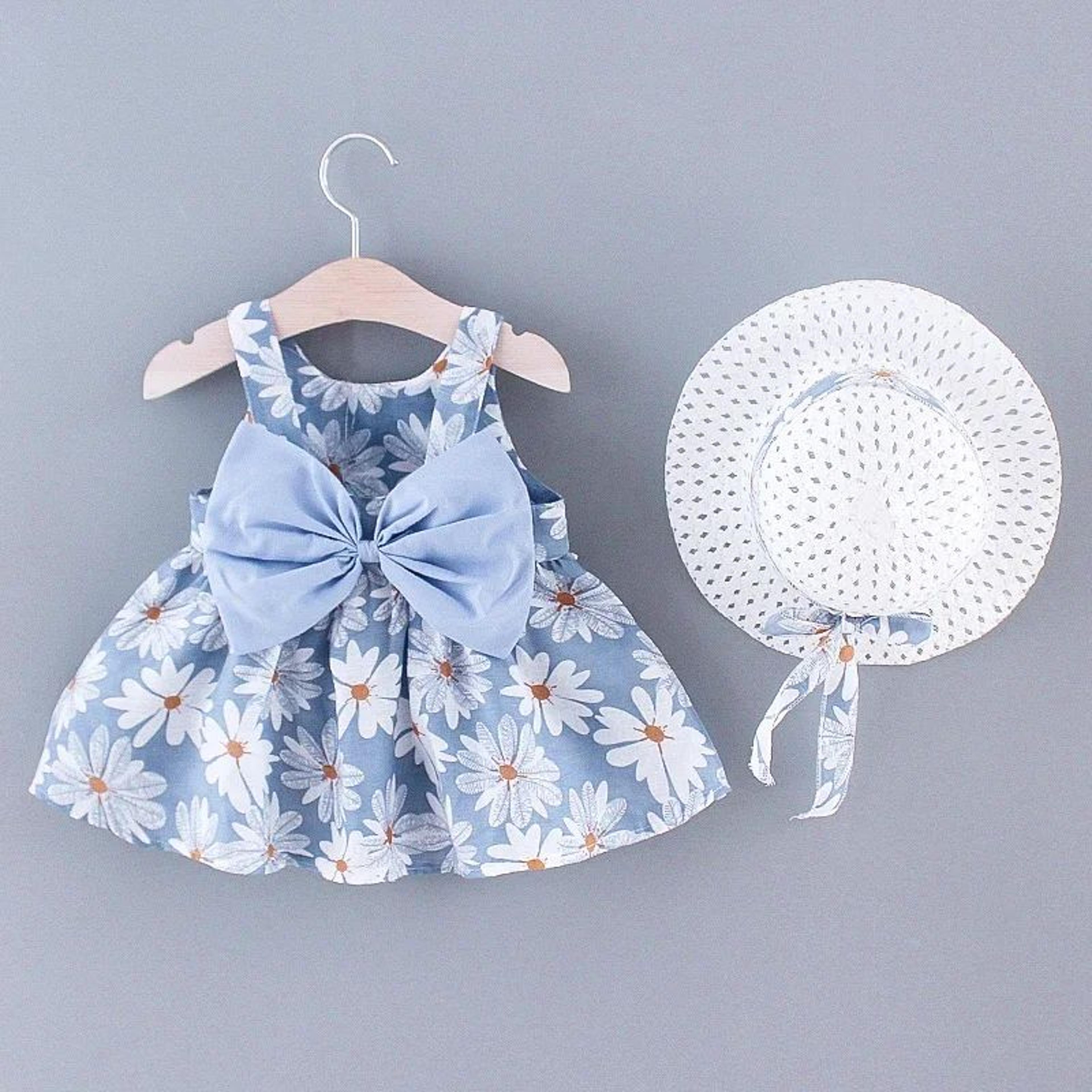 floral princess toddler summer dress with bow for baby girls
