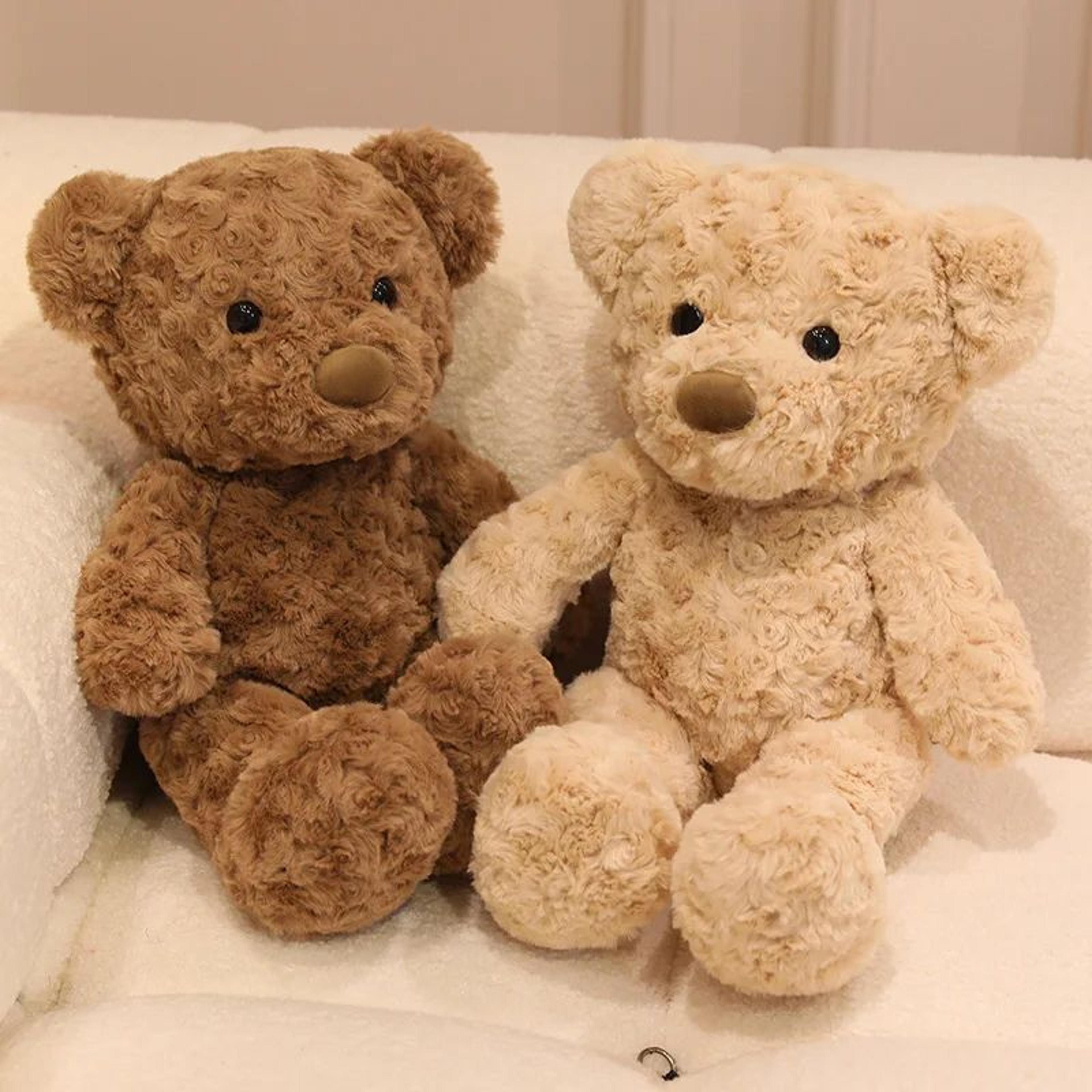 curly brown teddy bear plush – soft stuffed bear toy for kids & cozy room decor