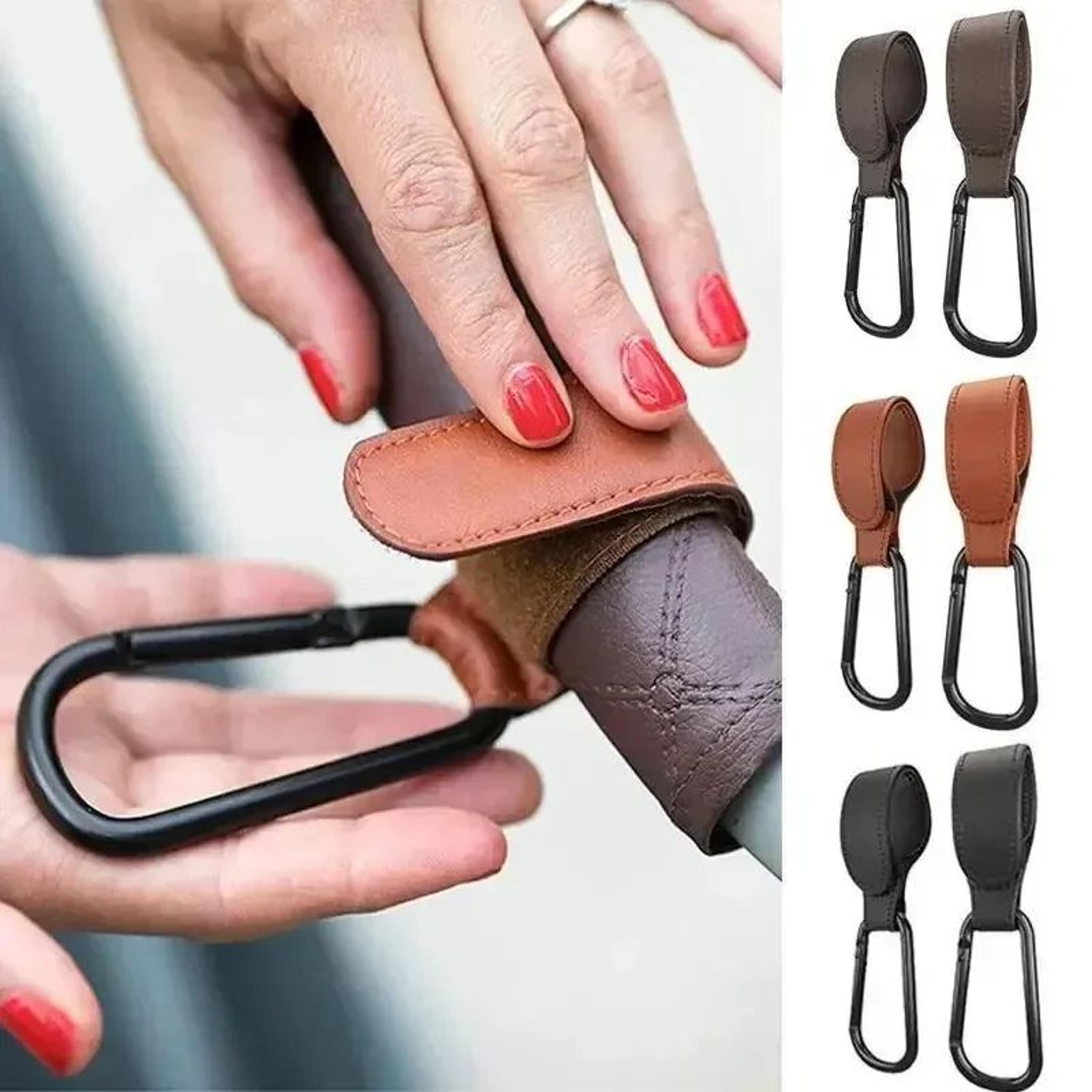 premium leather stroller hooks set for easy diaper bag organization