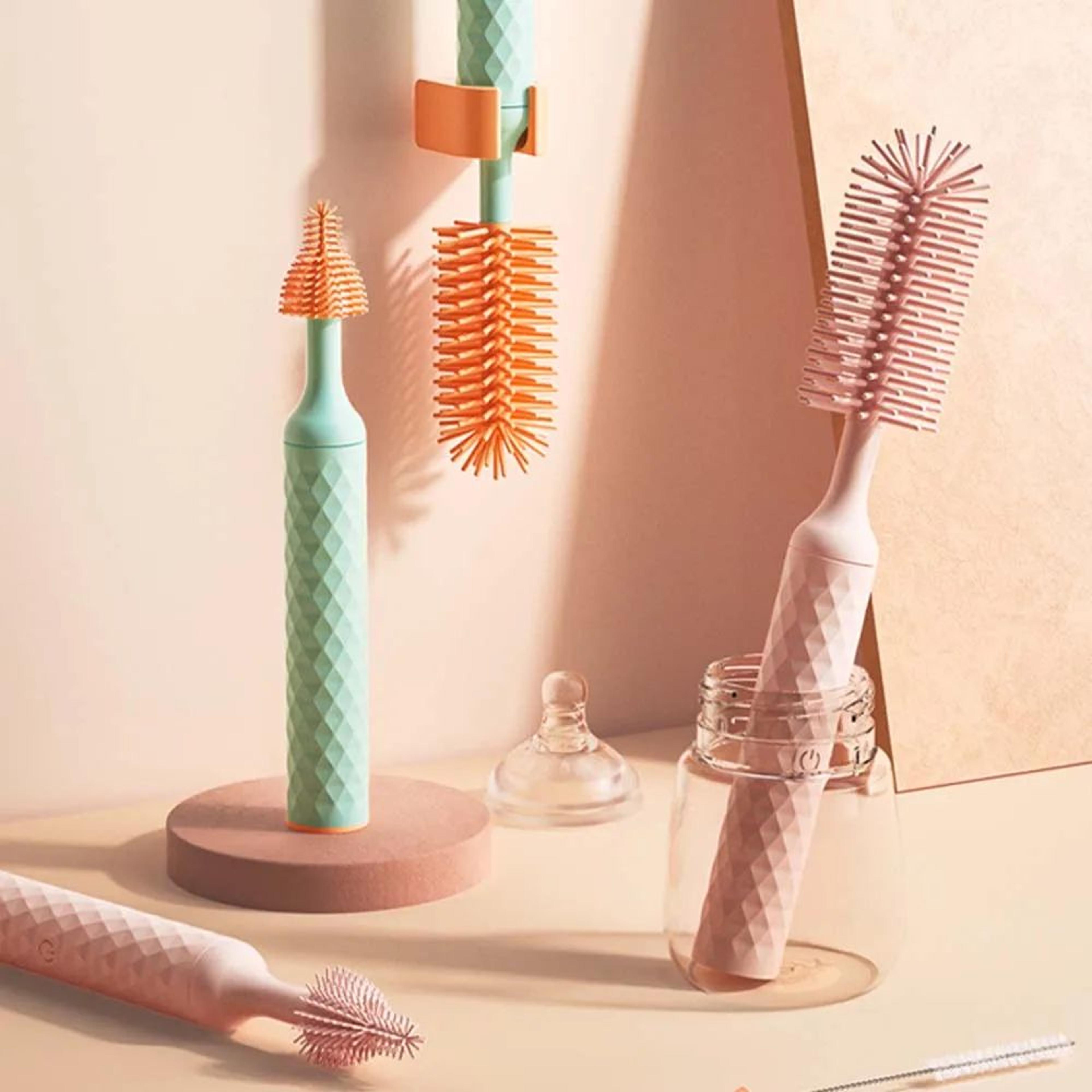 electric rotating baby bottle & pacifier cleaning brush set
